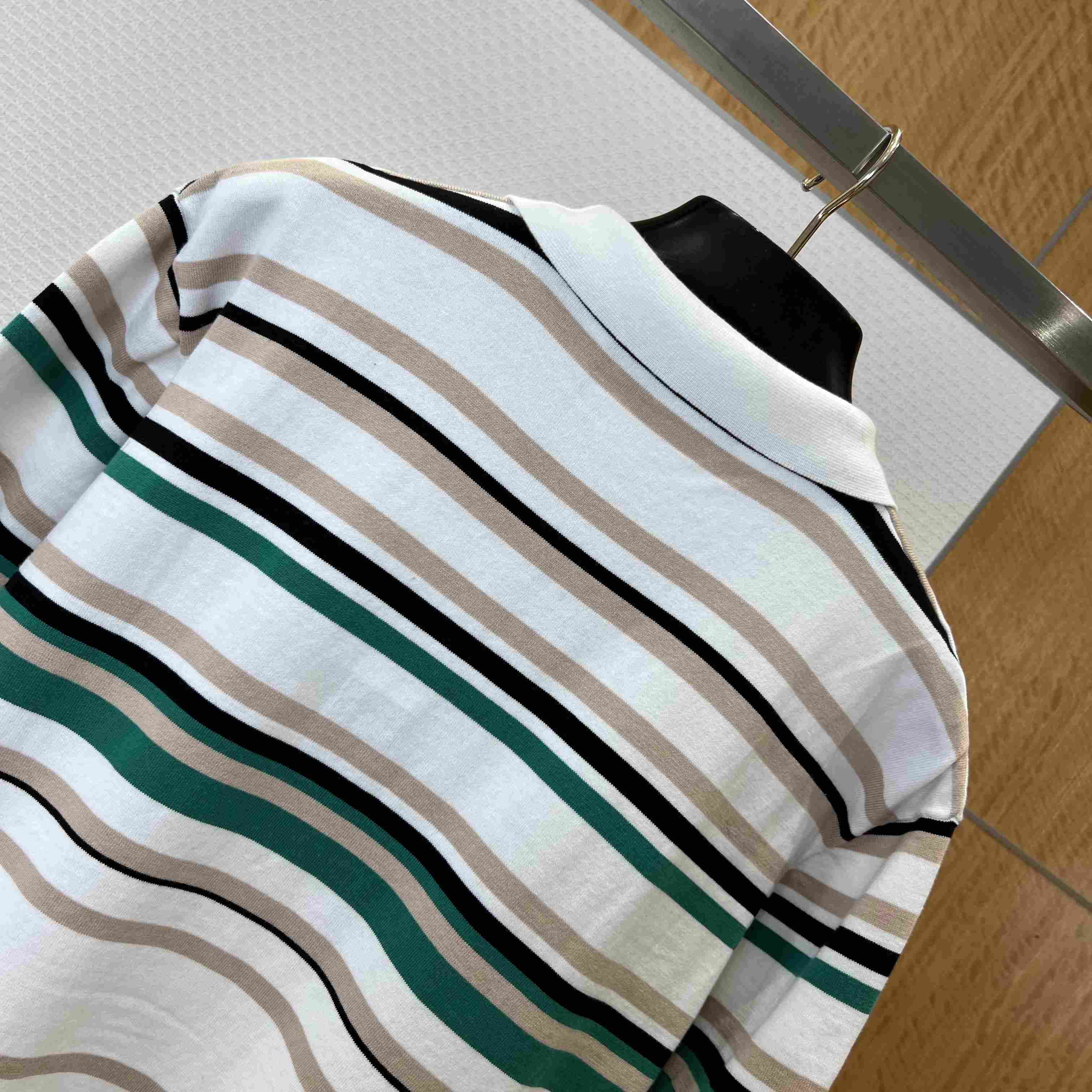 Louis Vuitton Striped Textured Short-Sleeved Polo Shirt 1AK7I4 - DesignerGu