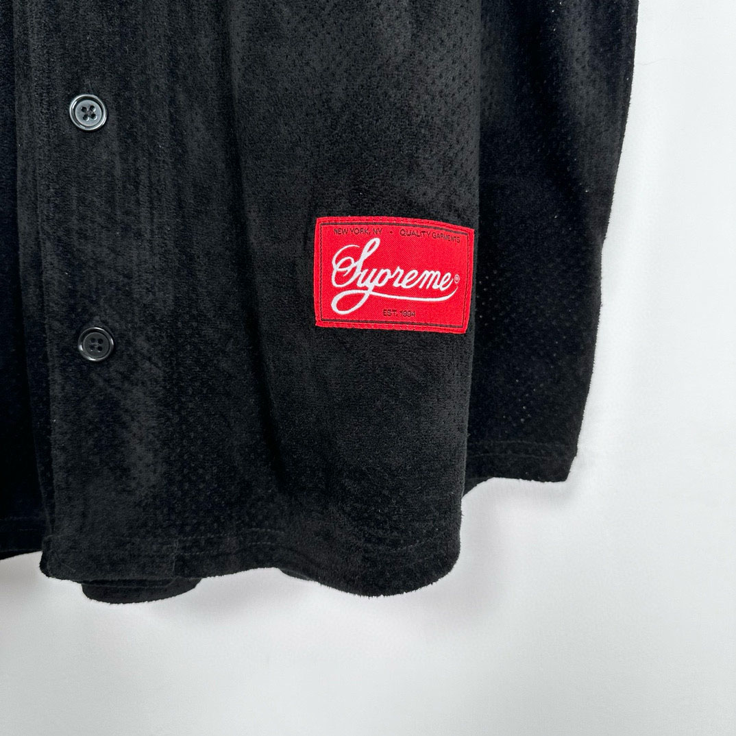Supreme Ultrasuede Mesh Baseball Jersey 'Black' - DesignerGu