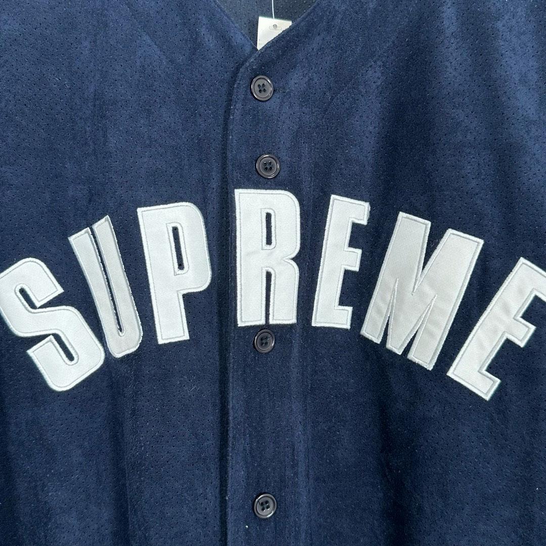 Supreme Ultrasuede Mesh Baseball Jersey 'Blue' - DesignerGu