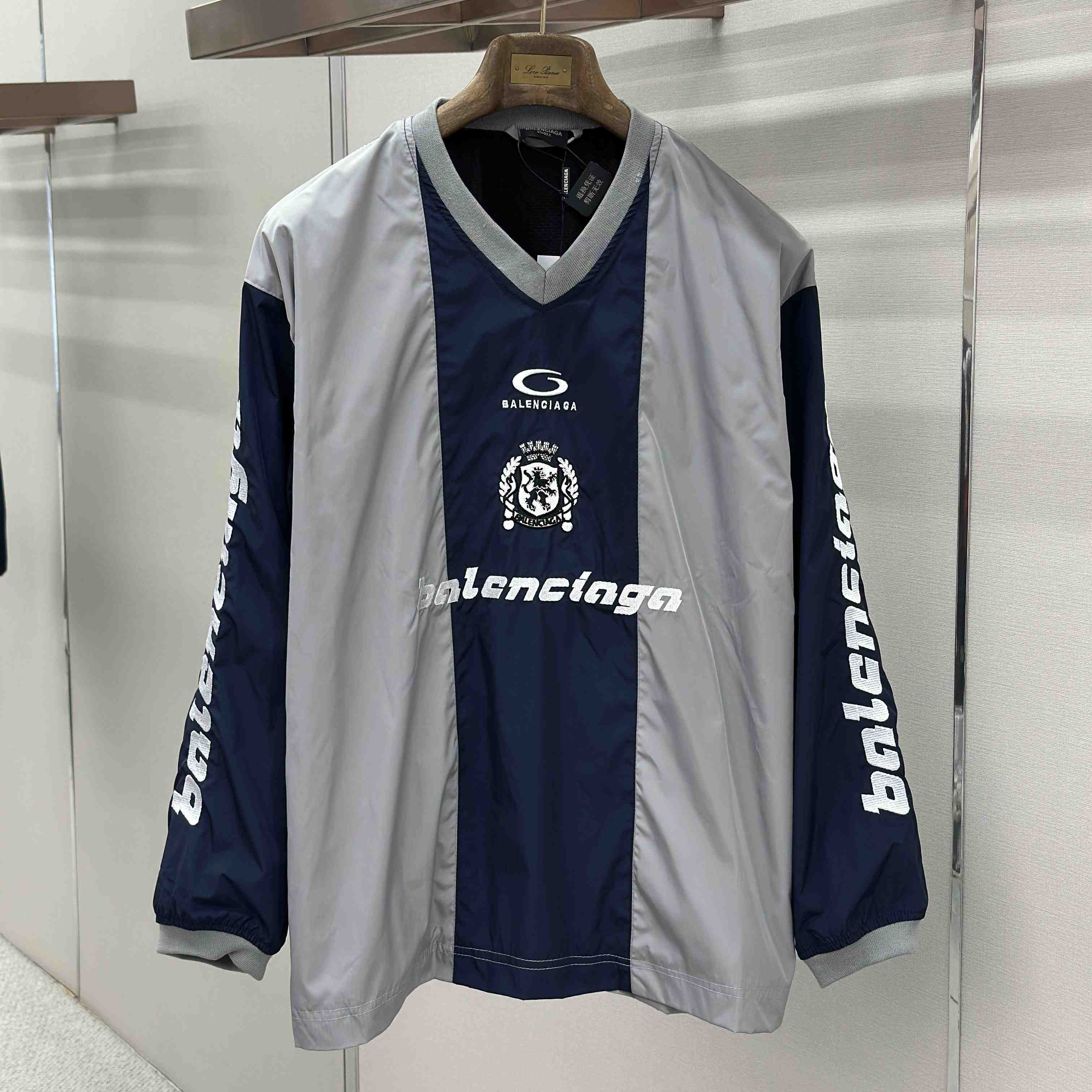 Balenciaga Outerwear Long Sleeve Top In Marine Blue - DesignerGu