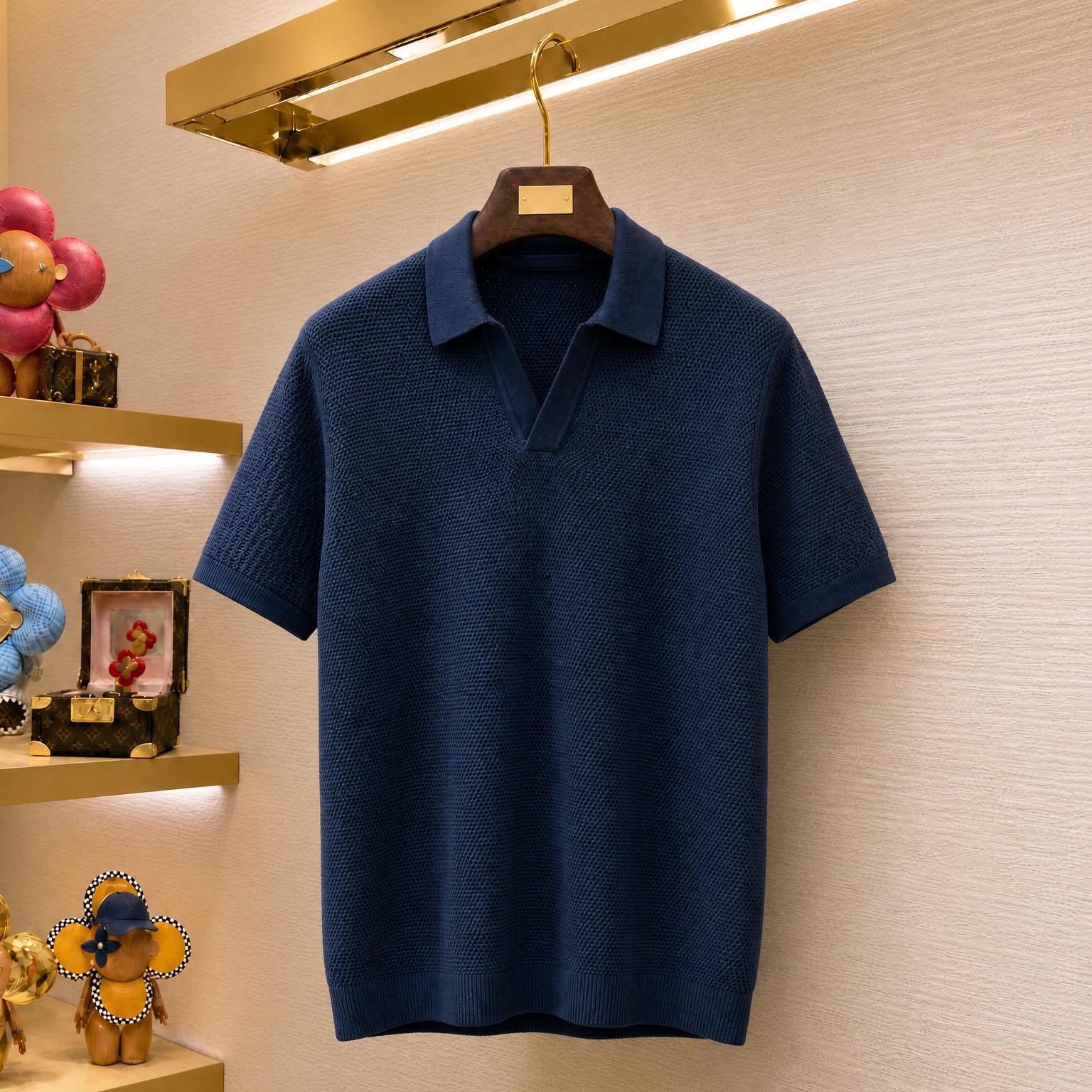 Zegna Premium Cotton Knit Johnny Collar Polo Sweater - DesignerGu