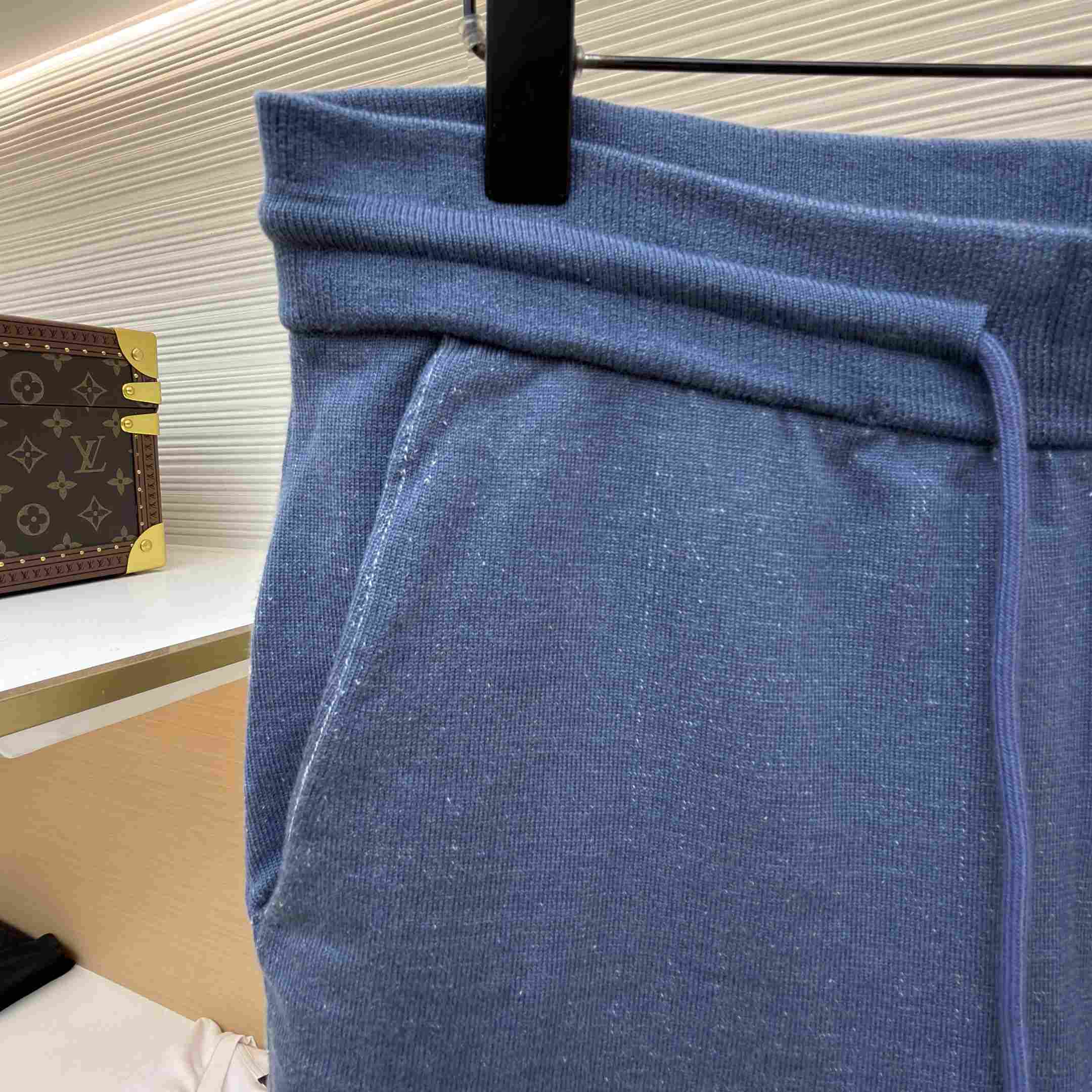 Louis Vuitton Knitted Patchwork Denim Shorts - DesignerGu