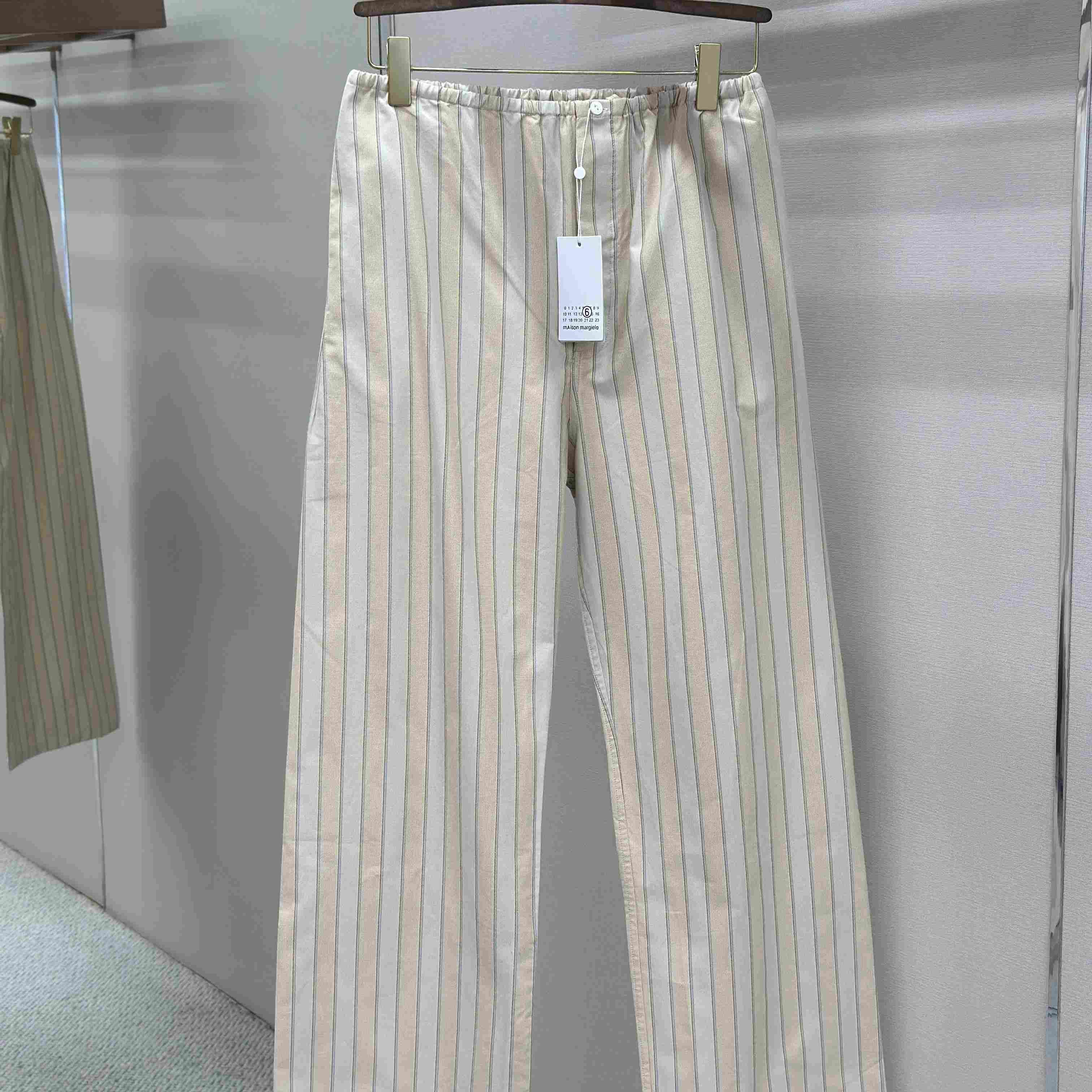 Maison Margiela Natural Striped Pocket Pants - DesignerGu