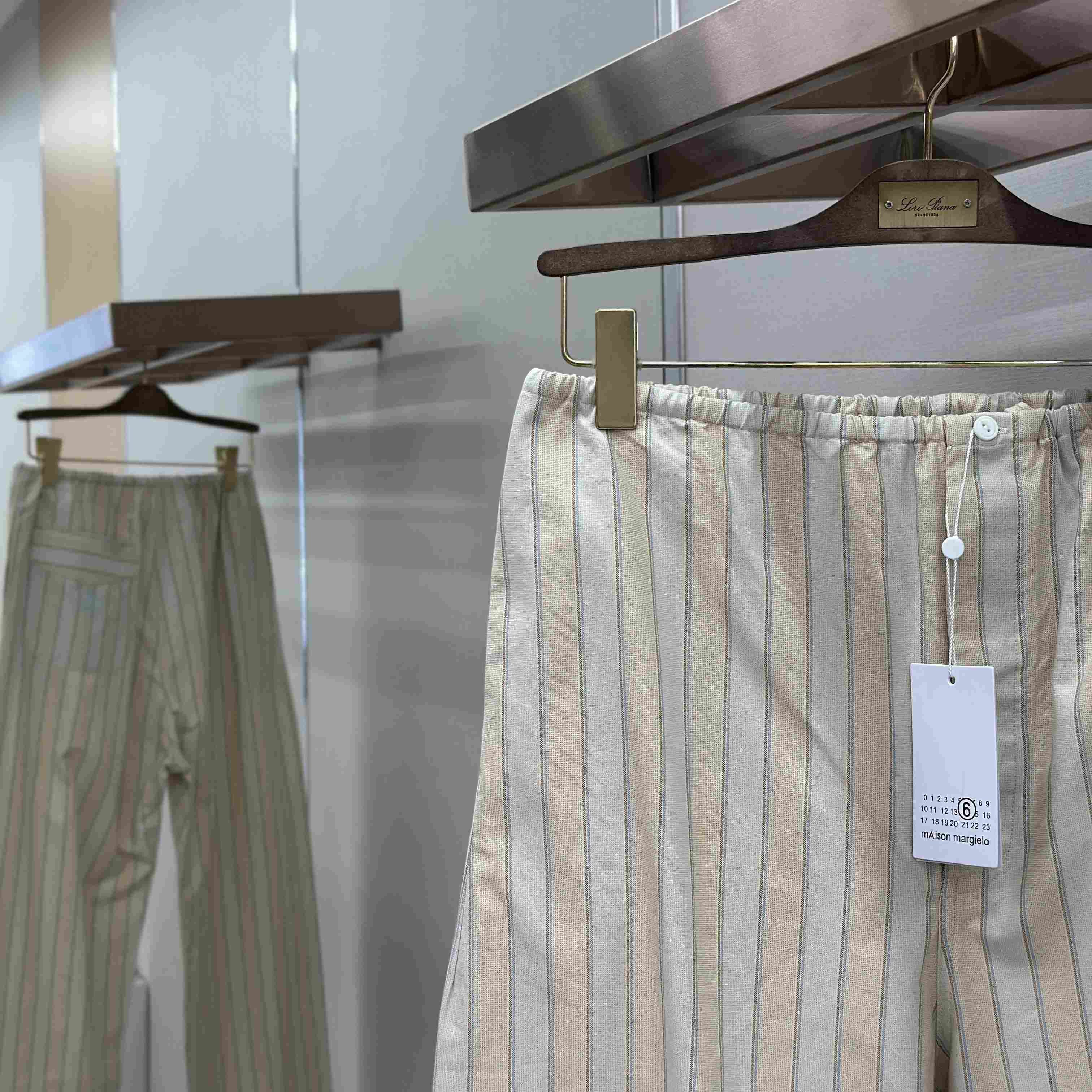 Maison Margiela Natural Striped Pocket Pants - DesignerGu