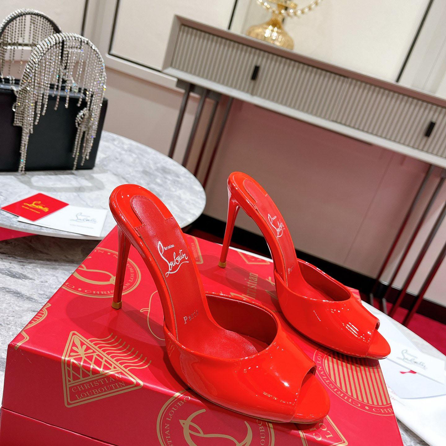 Christian Louboutin Me Dolly 100MM Patent Leather Mules - DesignerGu
