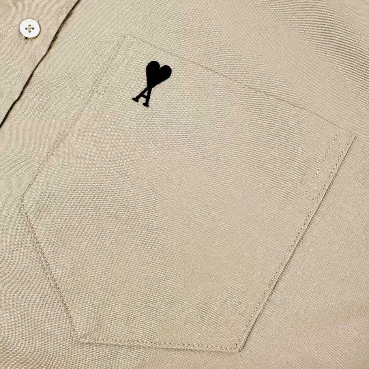 AMI Paris Ami De Coeur Logo-Embroidered Shirt - DesignerGu