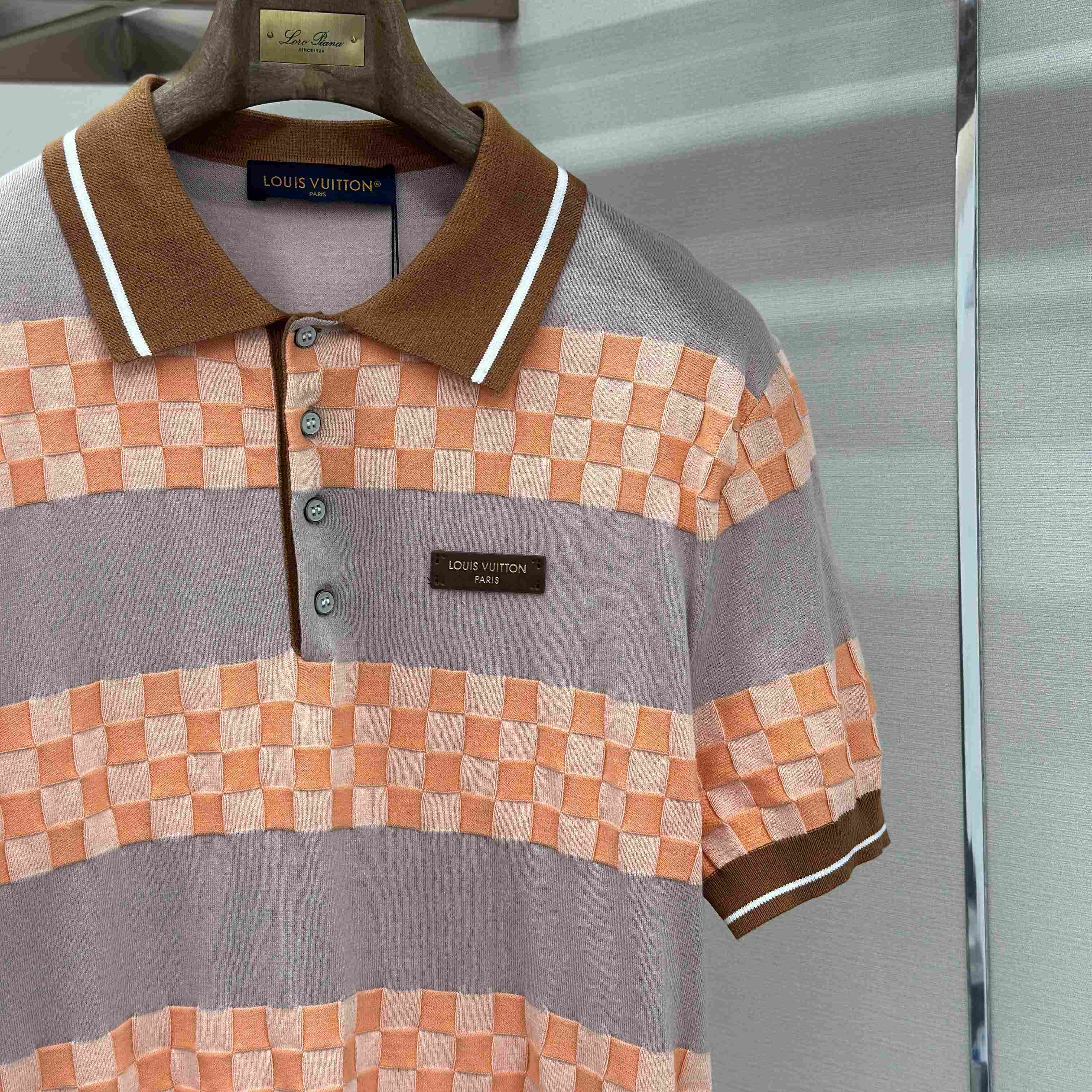 Louis Vuitton Damier Striped Polo Shirt 1AK6Z8 - DesignerGu