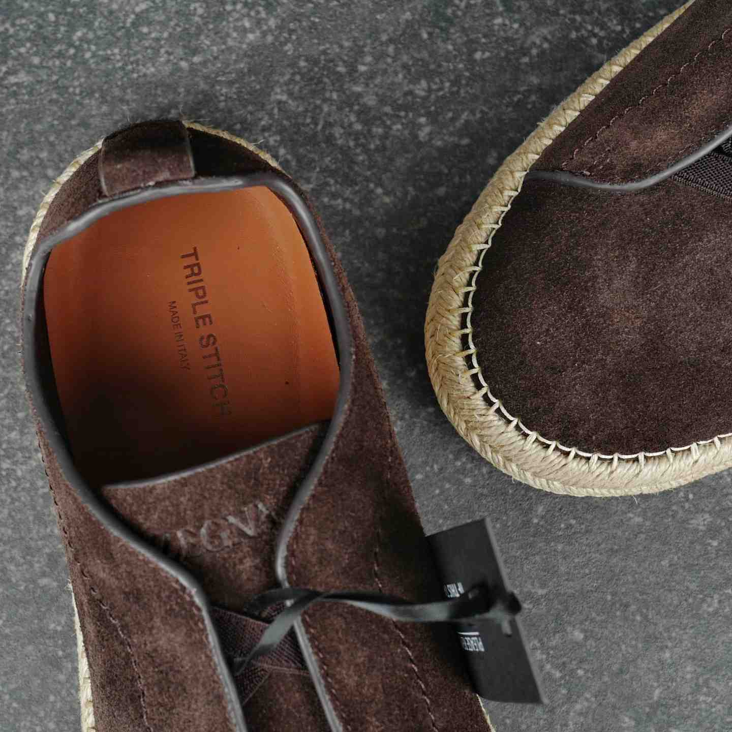 Zegna Dark Brown Suede Triple Stitch™ Espadrilles - DesignerGu