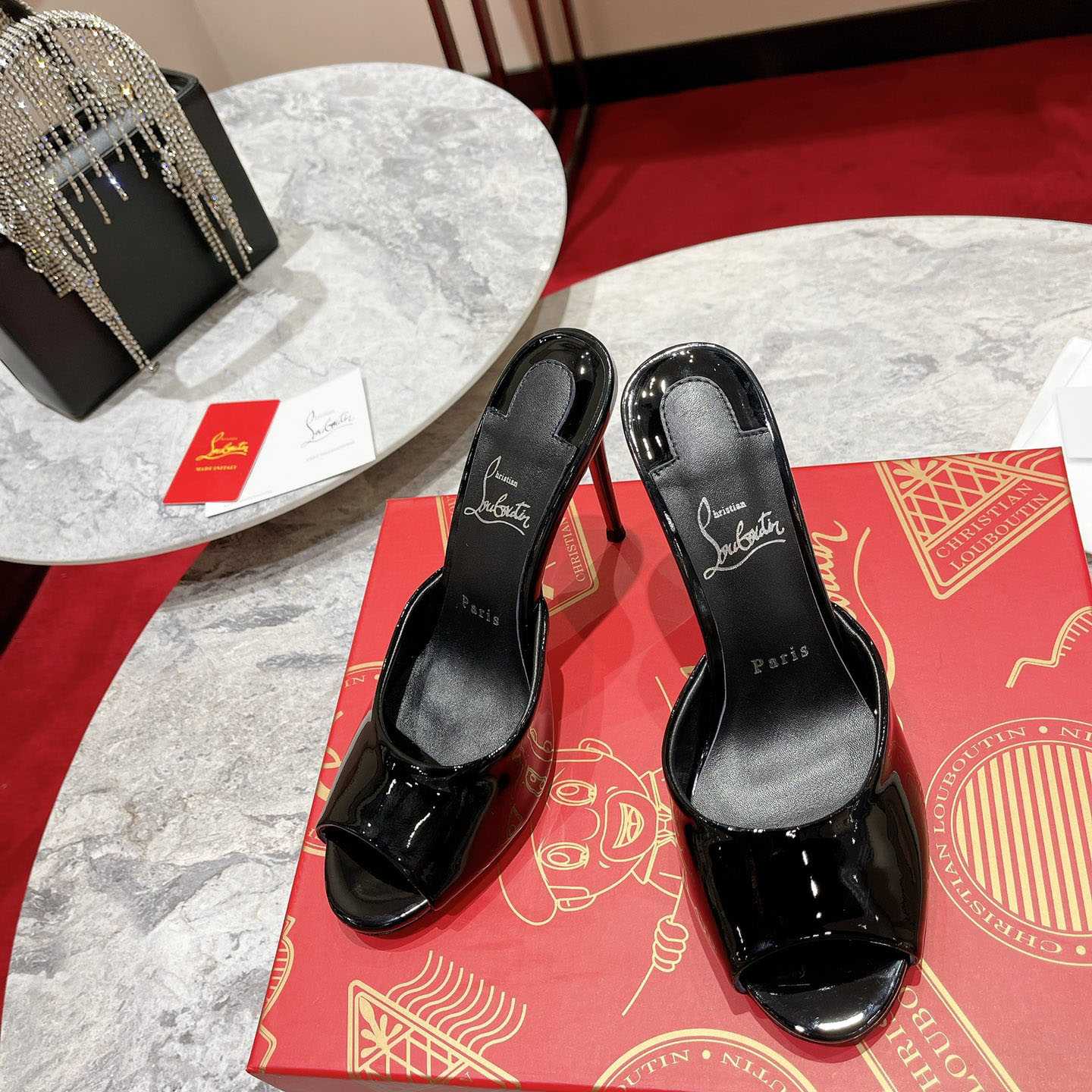 Christian Louboutin Me Dolly 100MM Patent Leather Mules - DesignerGu