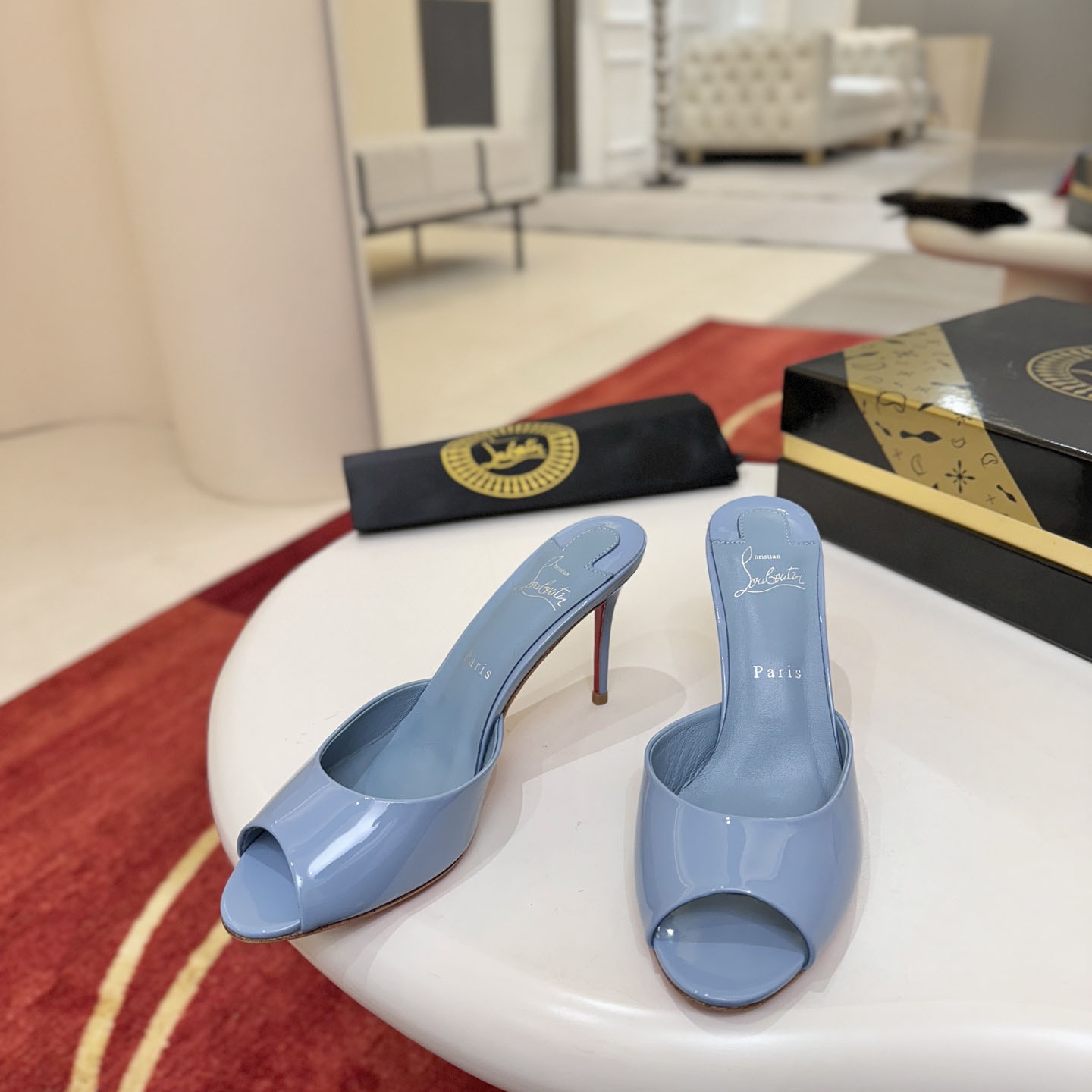 Christian Louboutin Me Dolly 100MM Patent Leather Mules - DesignerGu