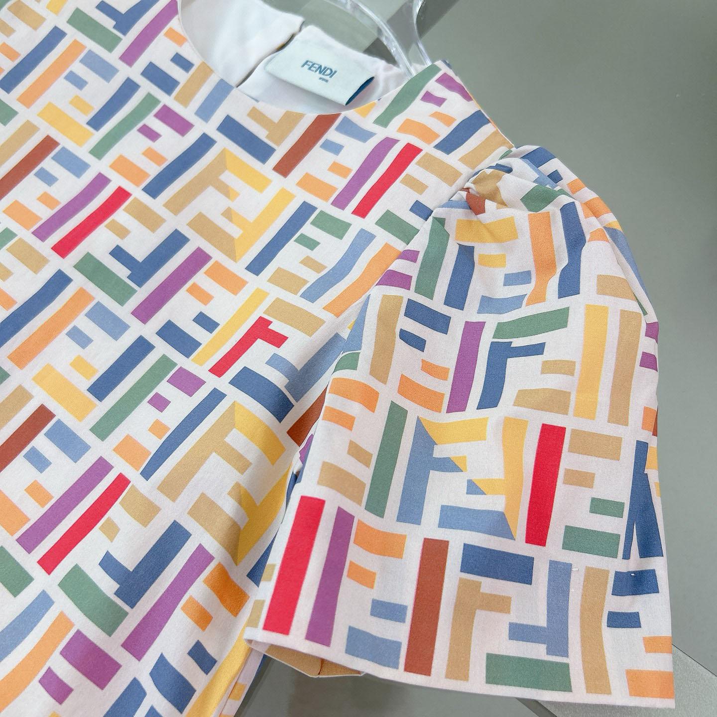 Fendi Multicolor Cotton Poplin Baby Dress - DesignerGu