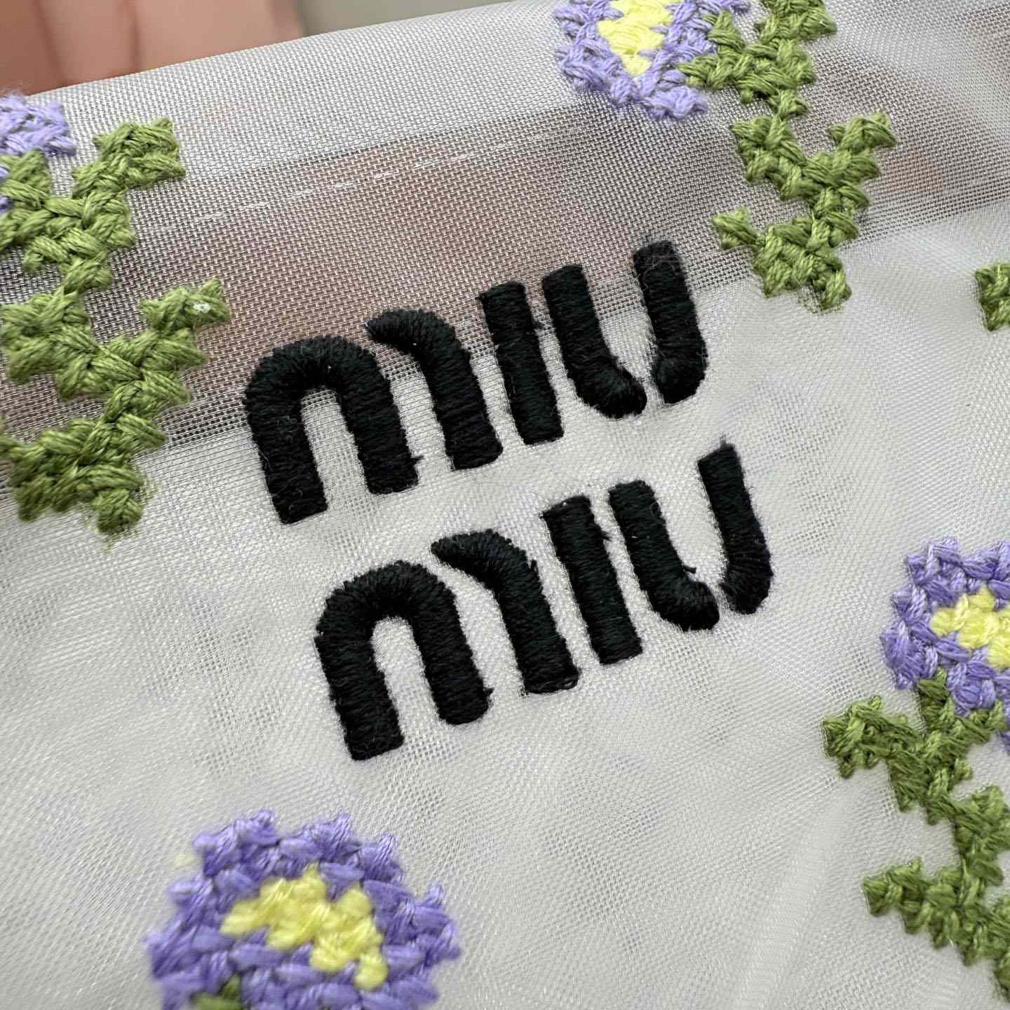 Miu Miu Embroidered Mesh Top-Handle Bag - DesignerGu