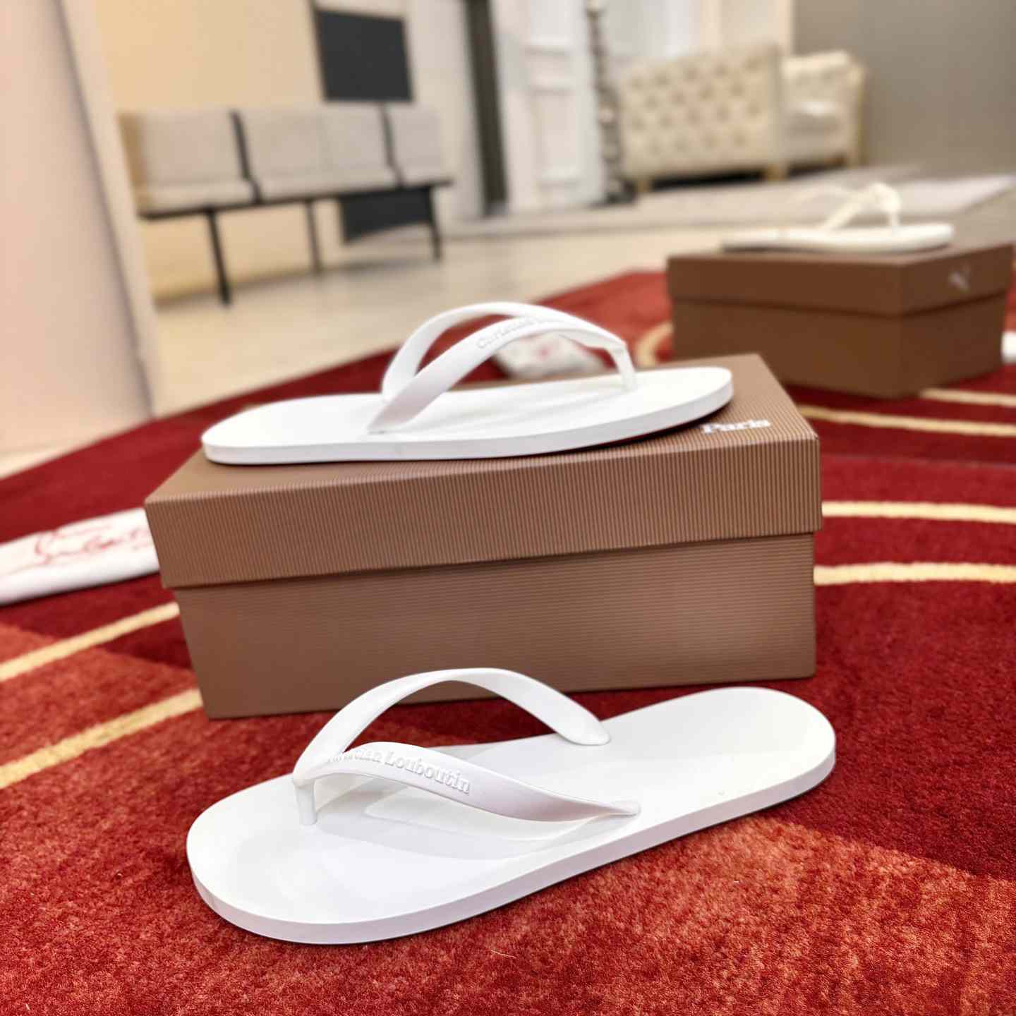 Christian Louboutin Logo Embossed Rubber Flip Flop - DesignerGu