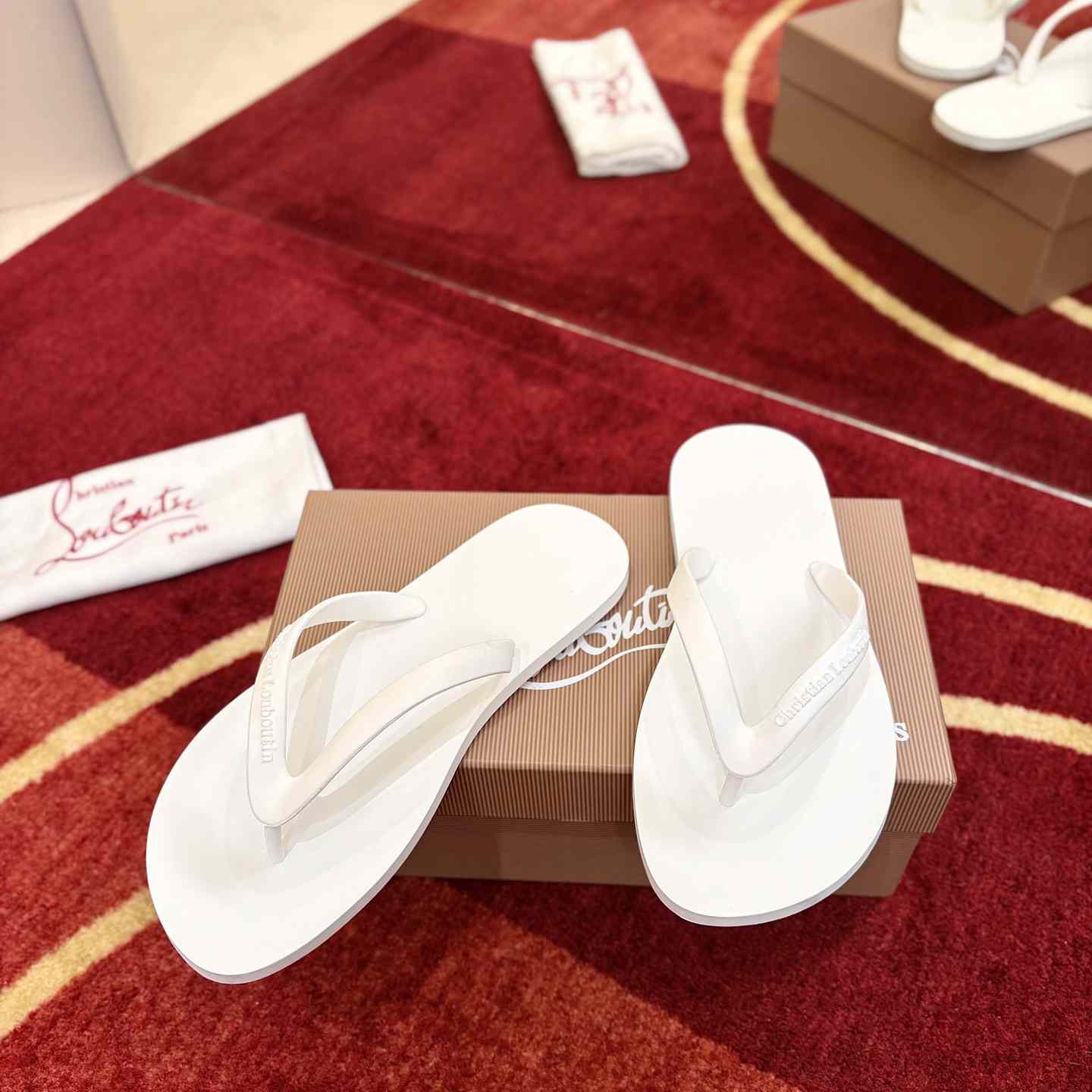 Christian Louboutin Logo Embossed Rubber Flip Flop - DesignerGu