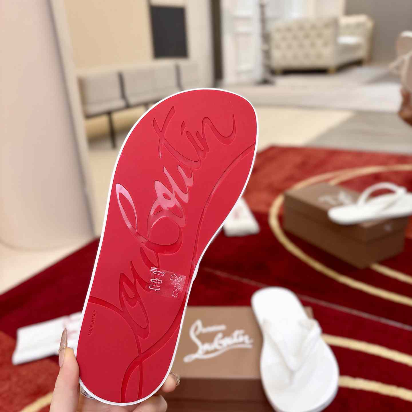 Christian Louboutin Logo Embossed Rubber Flip Flop - DesignerGu