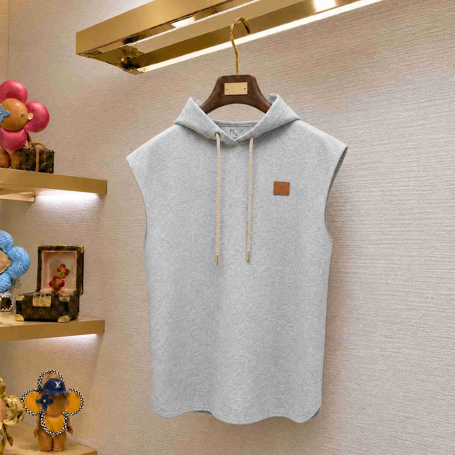 Miu Miu Logo-Patch Sleeveless Hoodie - DesignerGu