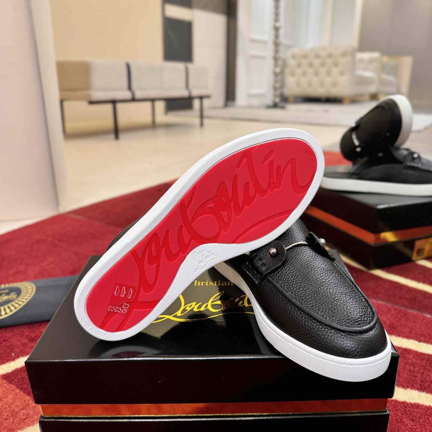 Christian Louboutin Chanme Donna Leather Boat Shoe Mules - DesignerGu