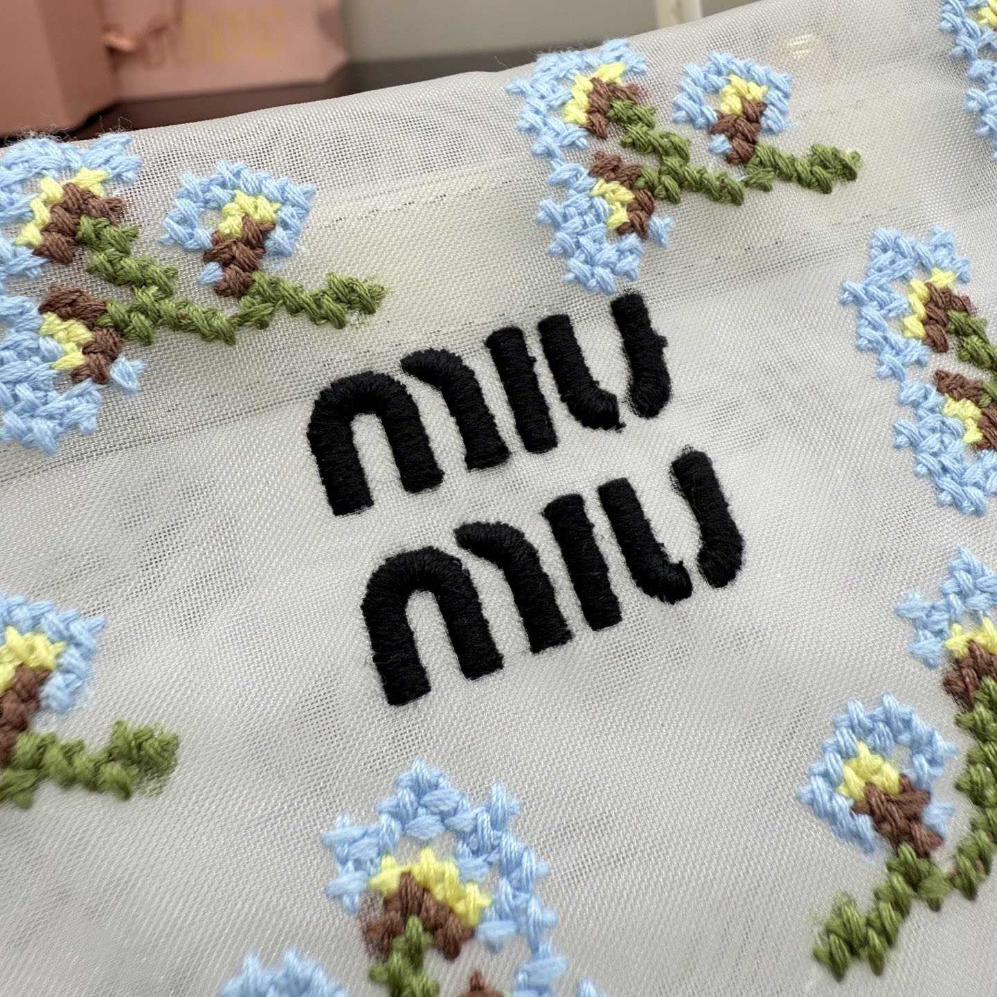 Miu Miu Embroidered Mesh Top-Handle Bag - DesignerGu