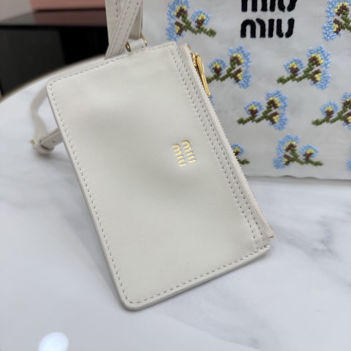 Miu Miu Embroidered Mesh Top-Handle Bag - DesignerGu