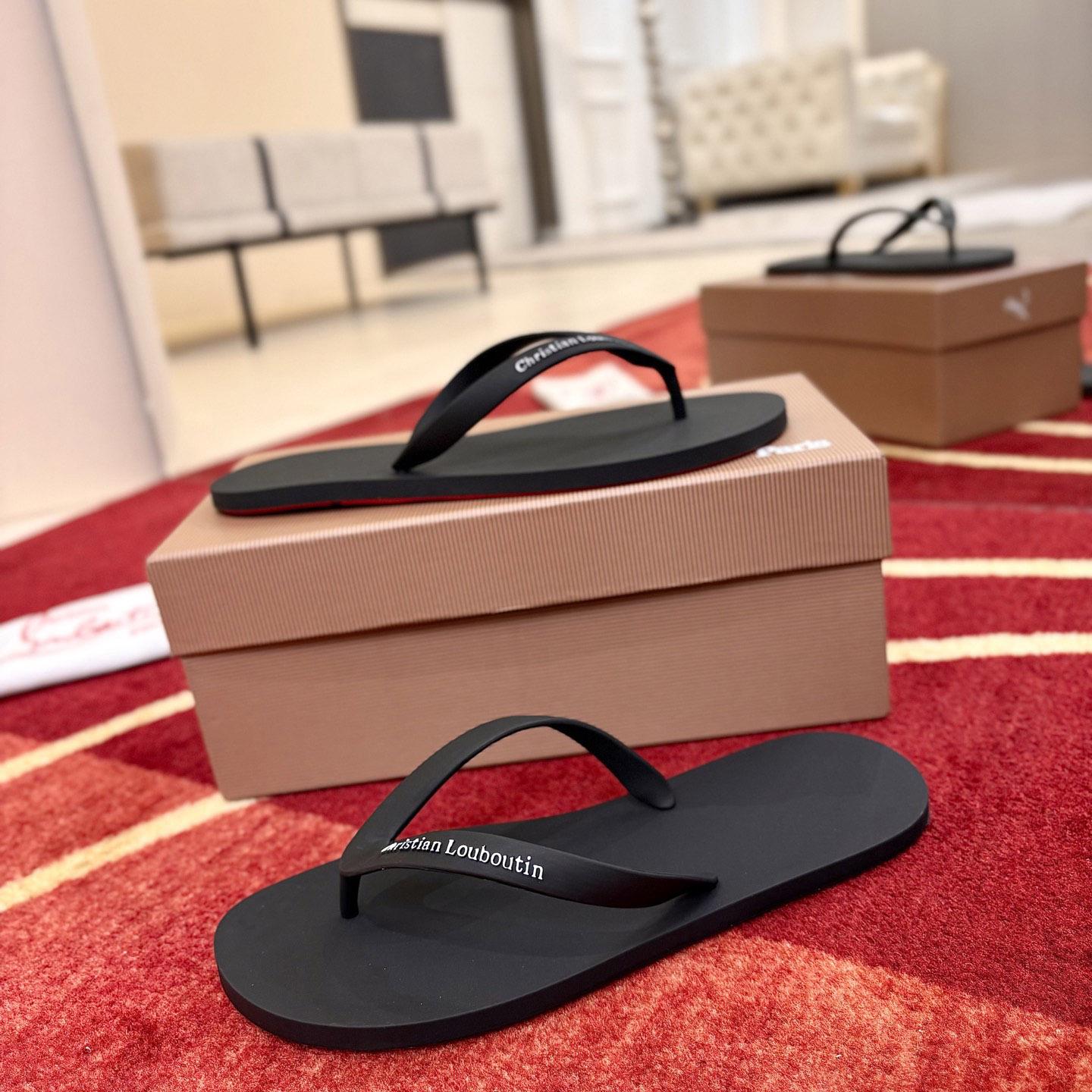 Christian Louboutin Logo Embossed Rubber Flip Flop - DesignerGu