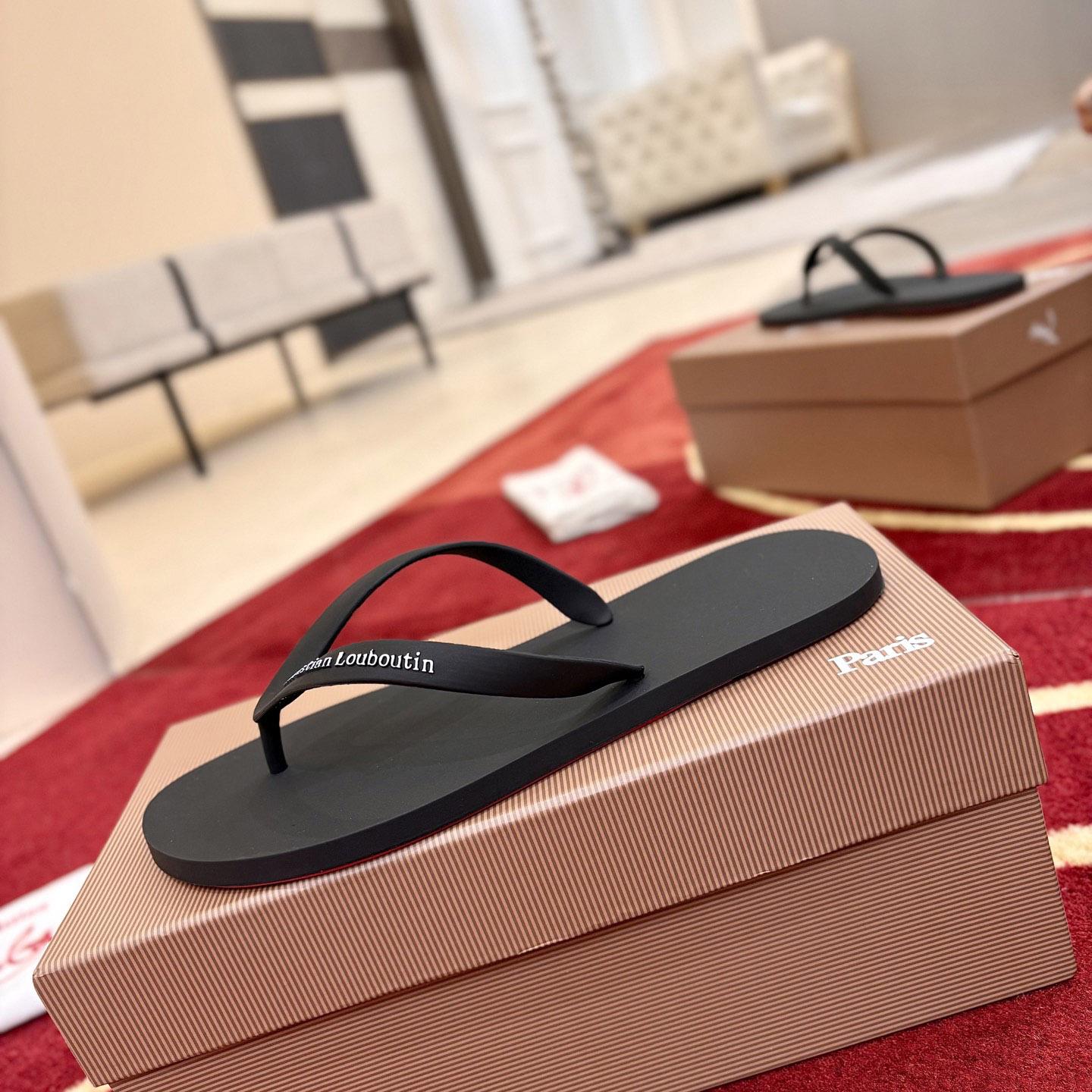 Christian Louboutin Logo Embossed Rubber Flip Flop - DesignerGu