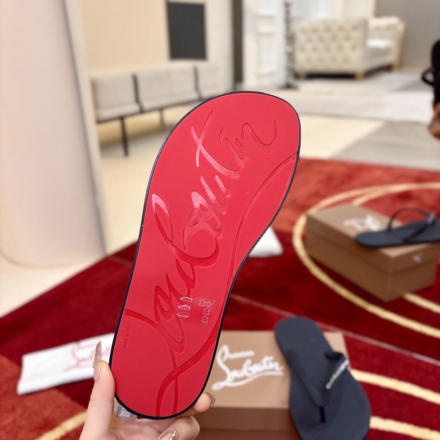 Christian Louboutin Logo Embossed Rubber Flip Flop - DesignerGu