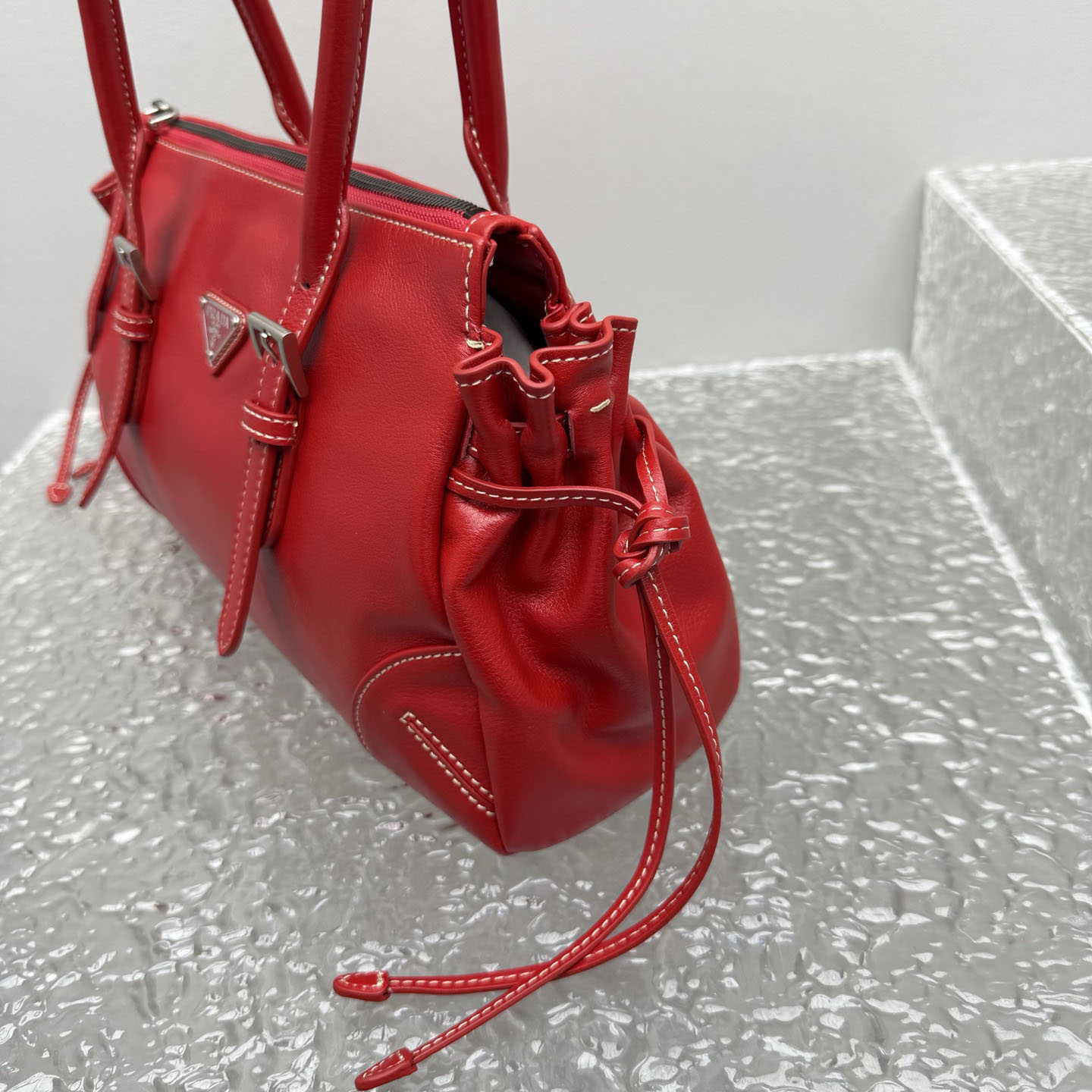 Prada Bonnie Medium Antiqued Leather Tote Bag - DesignerGu