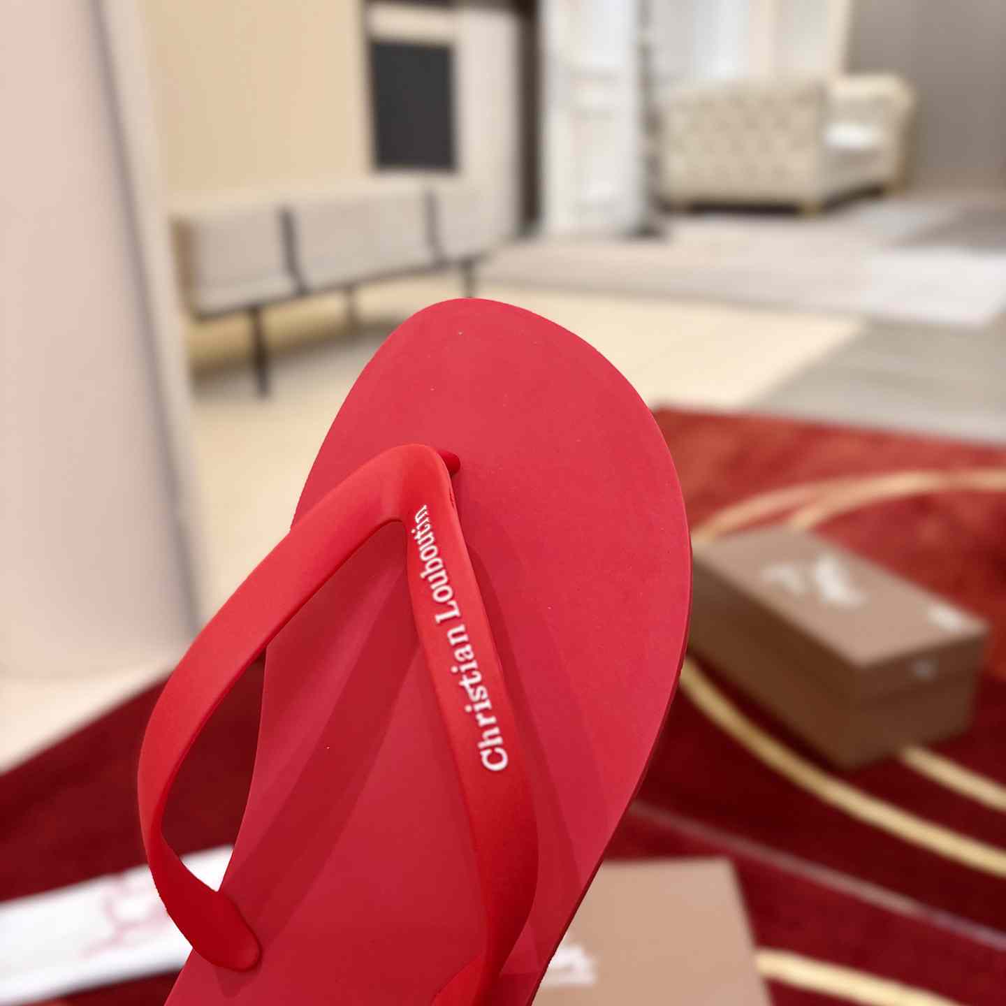 Christian Louboutin Logo Embossed Rubber Flip Flop - DesignerGu