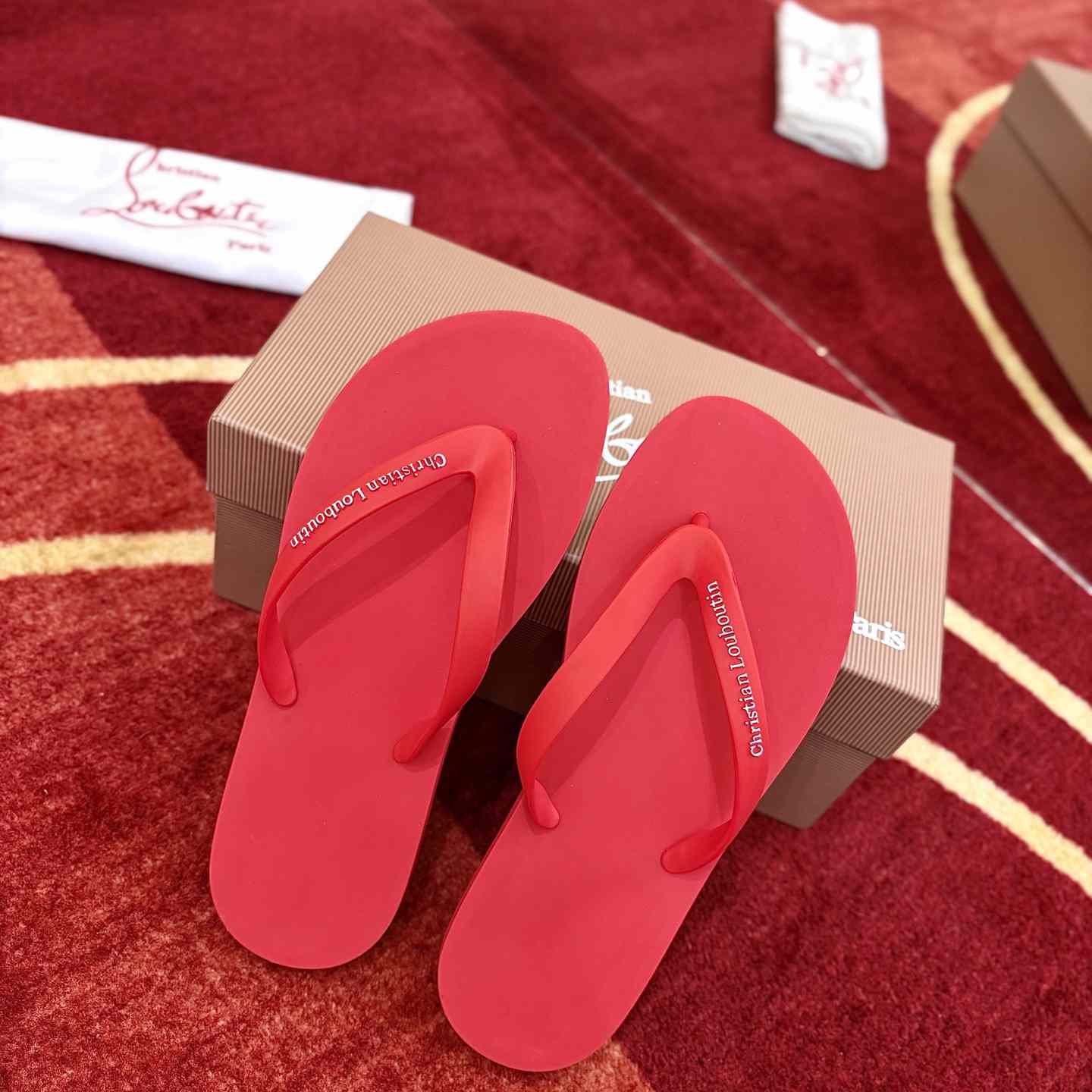 Christian Louboutin Logo Embossed Rubber Flip Flop - DesignerGu