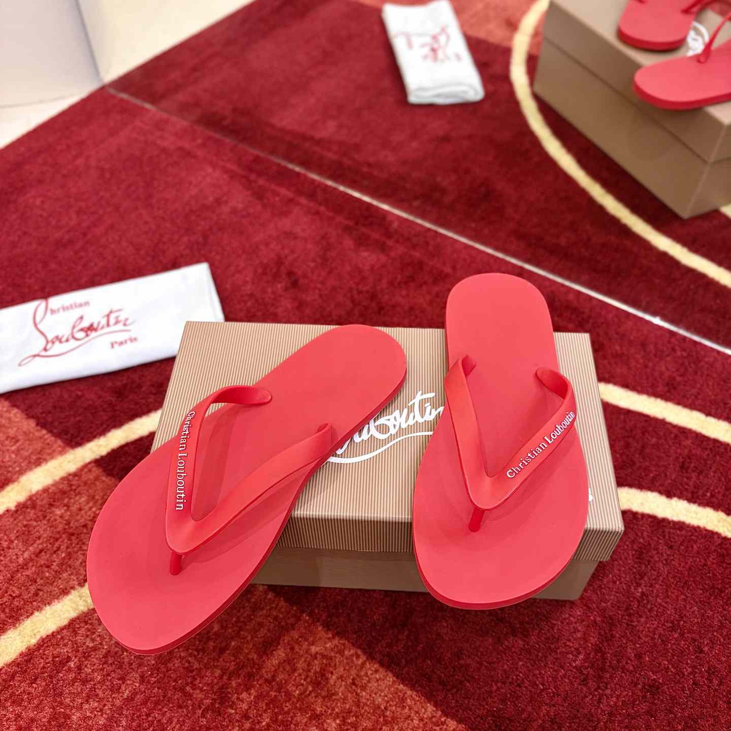 Christian Louboutin Logo Embossed Rubber Flip Flop - DesignerGu