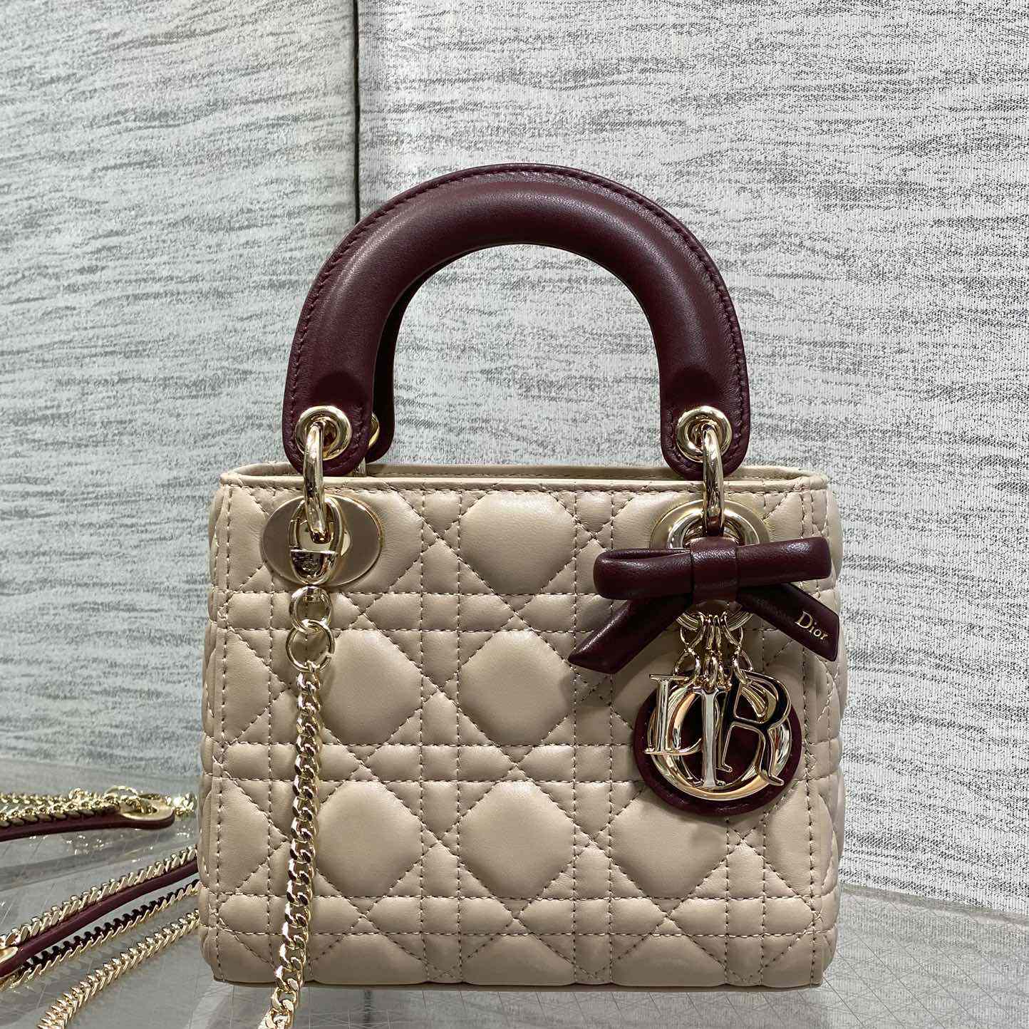 Dior Mini Lady Dior Bag With Chain - DesignerGu