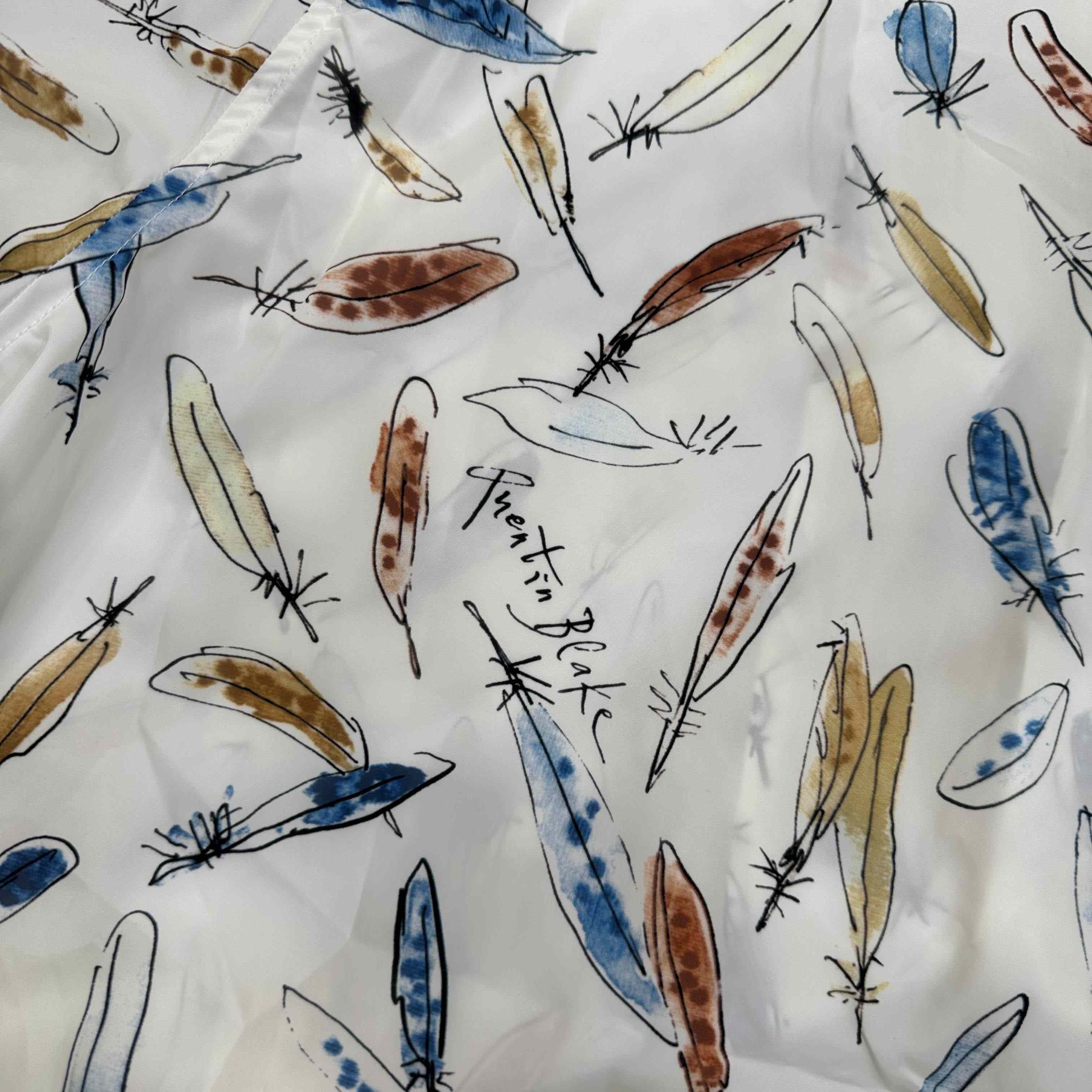 Burberry Relaxed Fit Feather Print Cotton Shirt - DesignerGu