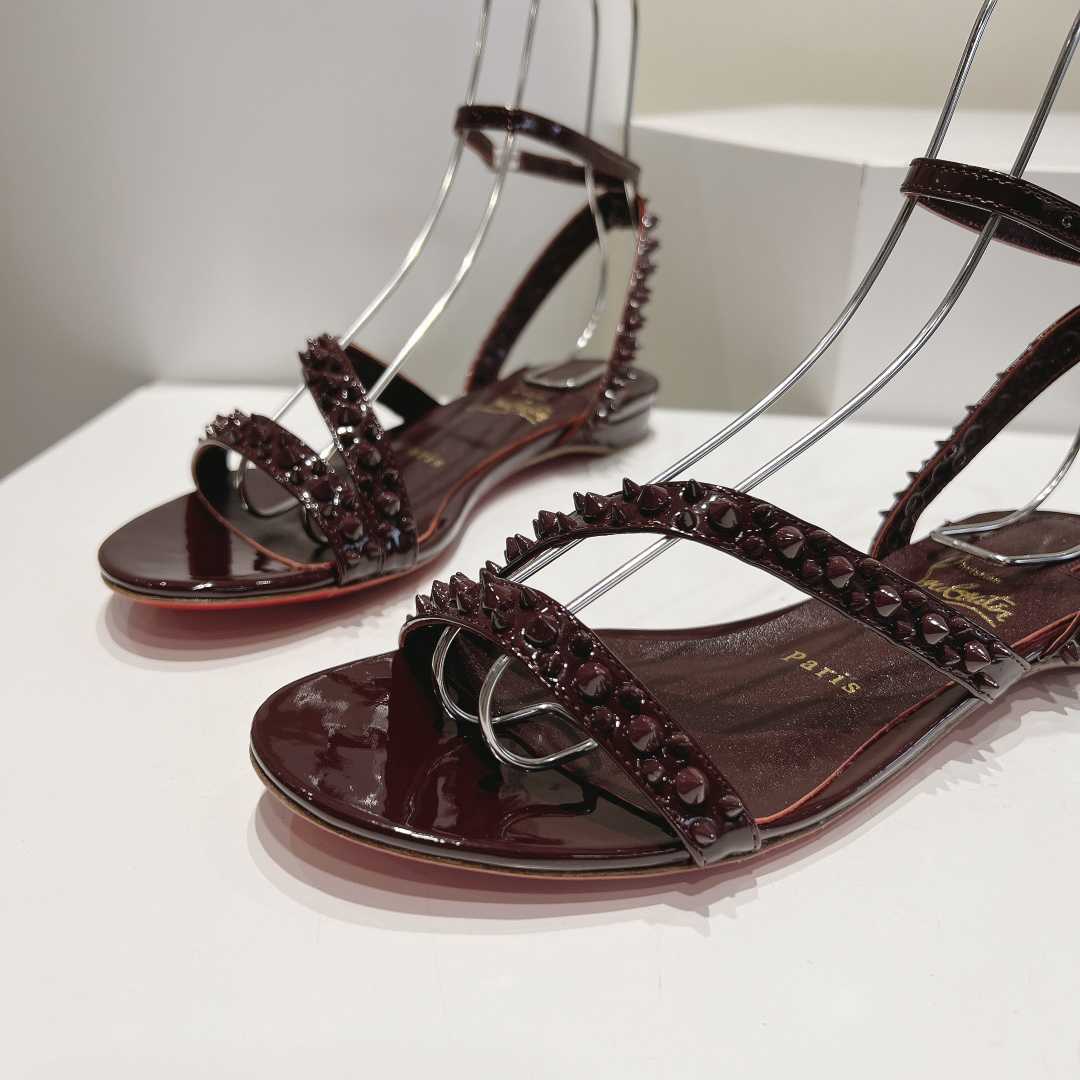 Christian Louboutin Mafaldina Spikes Leather Sandals - DesignerGu