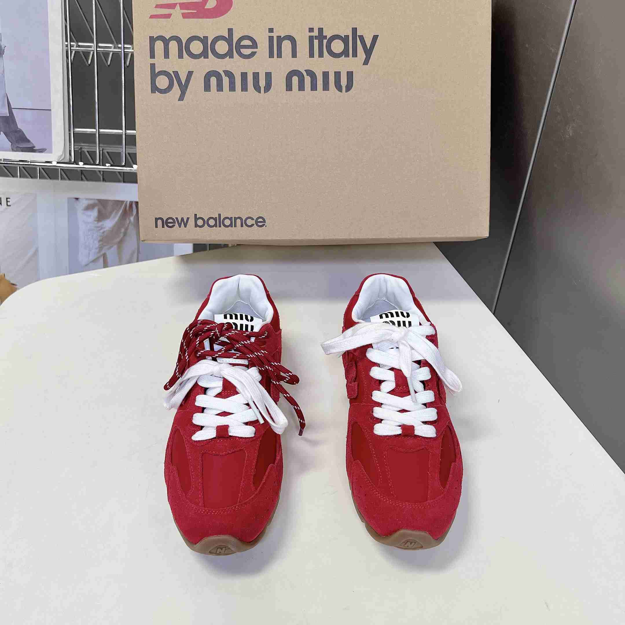 New Balance X Miu Miu 530 SL Technical Fabric And Suede Sneakers - DesignerGu