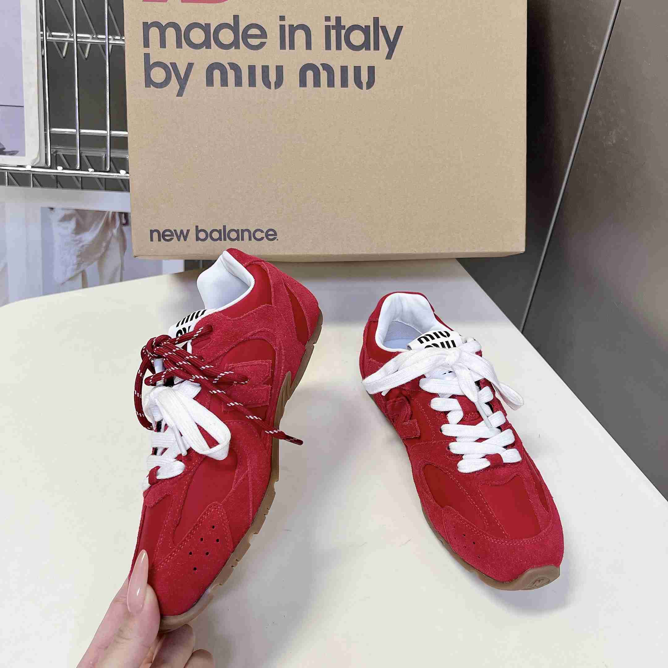 New Balance X Miu Miu 530 SL Technical Fabric And Suede Sneakers - DesignerGu