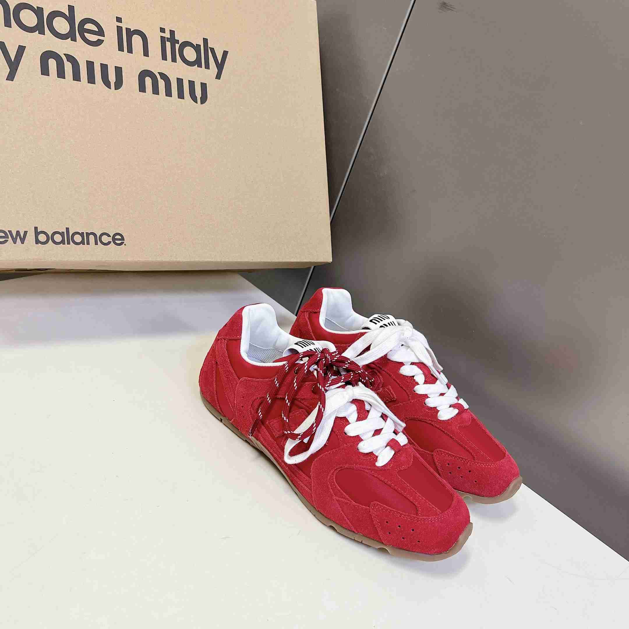 New Balance X Miu Miu 530 SL Technical Fabric And Suede Sneakers - DesignerGu