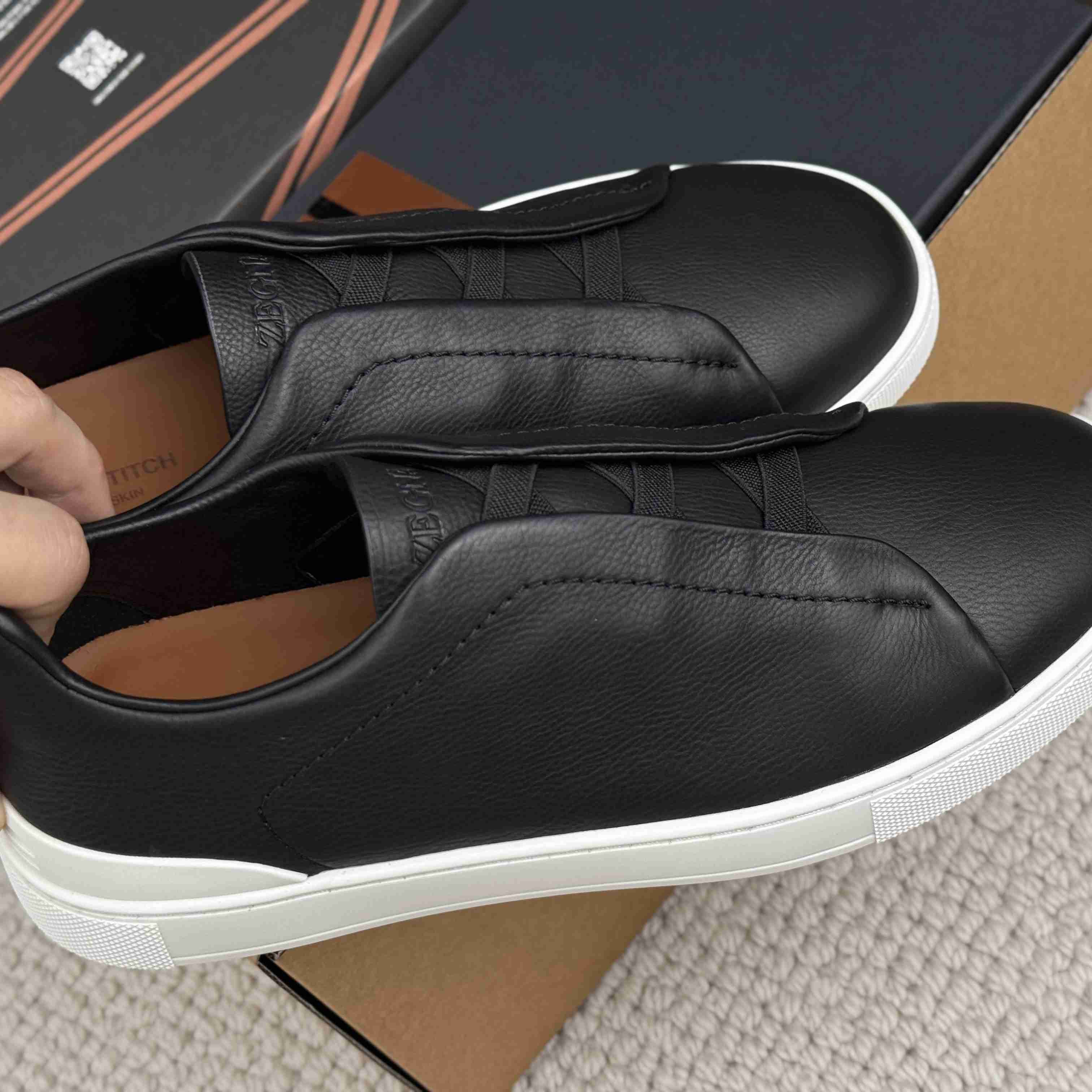 Zegna Triple Stitch Calfskin Sneaker - DesignerGu