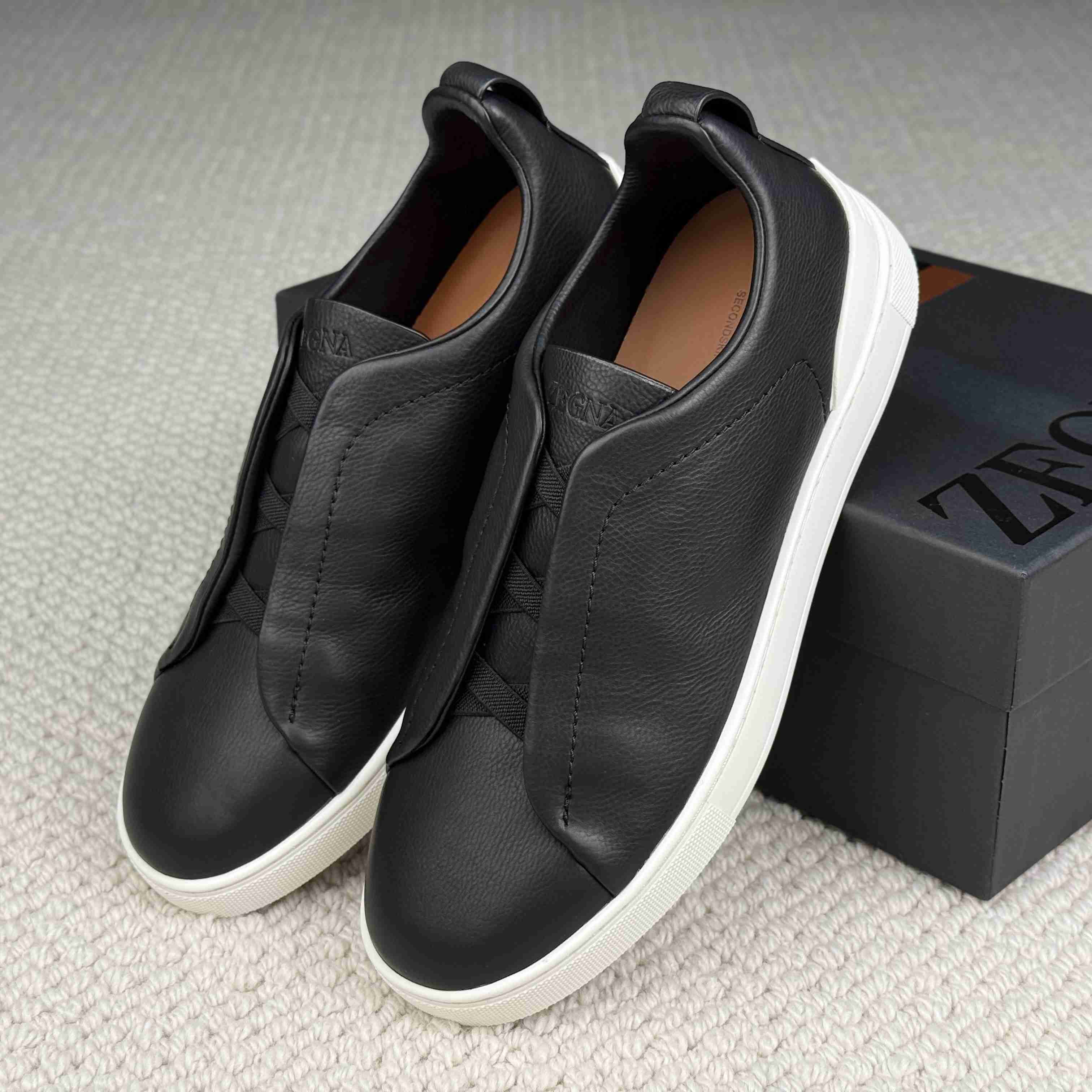 Zegna Triple Stitch Calfskin Sneaker - DesignerGu