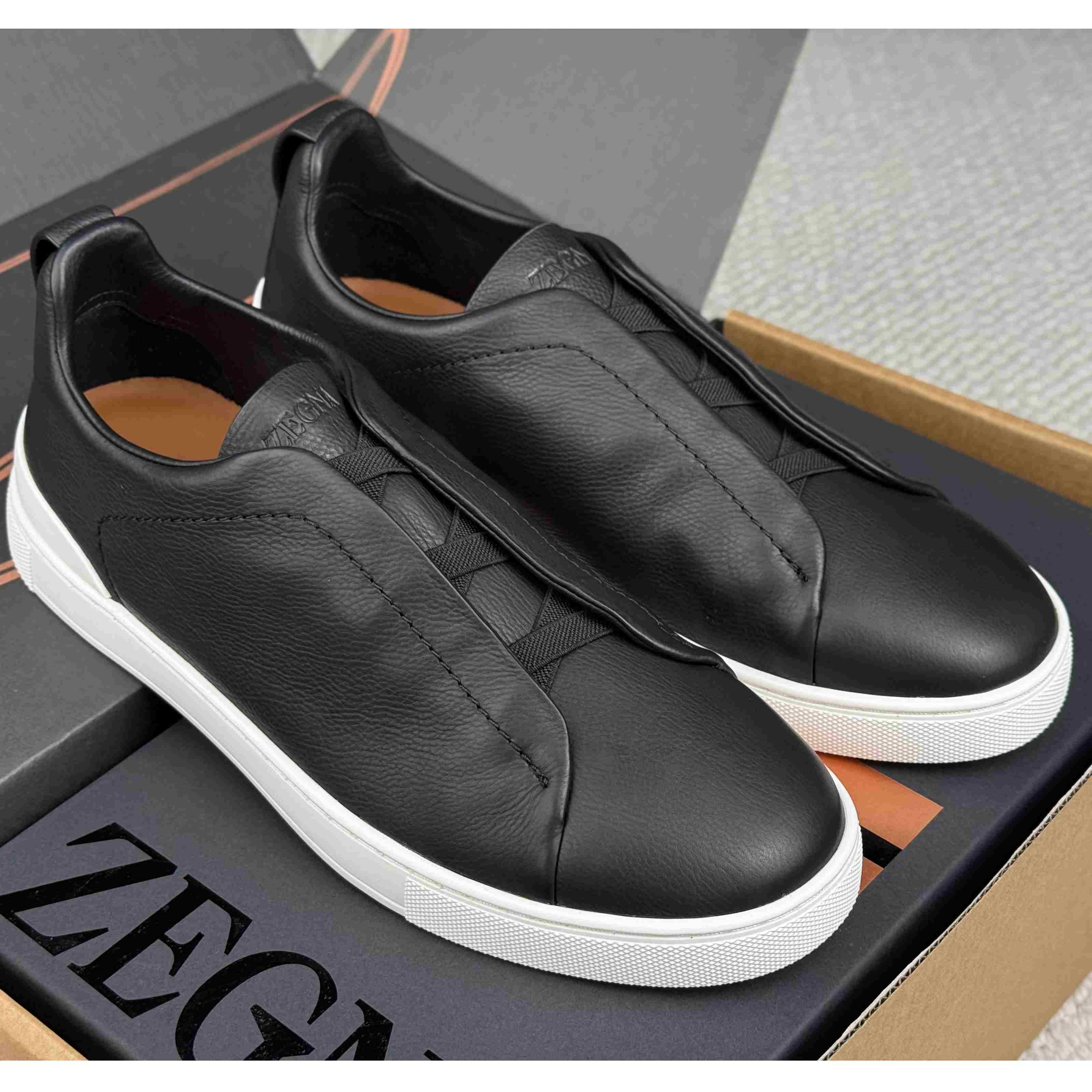 Zegna Triple Stitch Calfskin Sneaker - DesignerGu