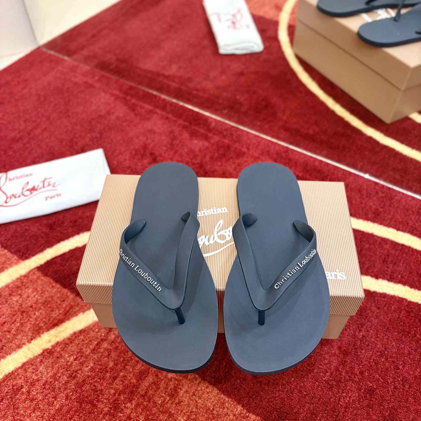 Christian Louboutin Logo Embossed Rubber Flip Flop - DesignerGu