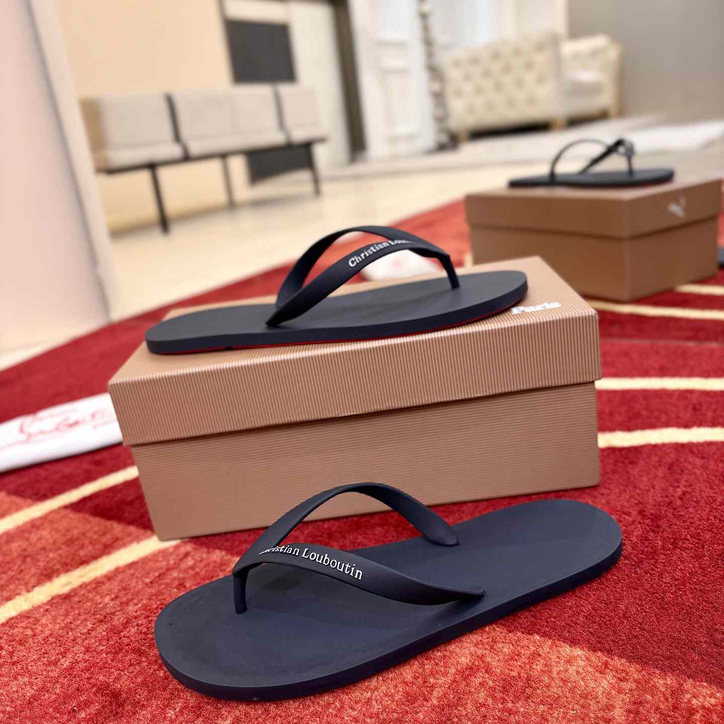 Christian Louboutin Logo Embossed Rubber Flip Flop - DesignerGu