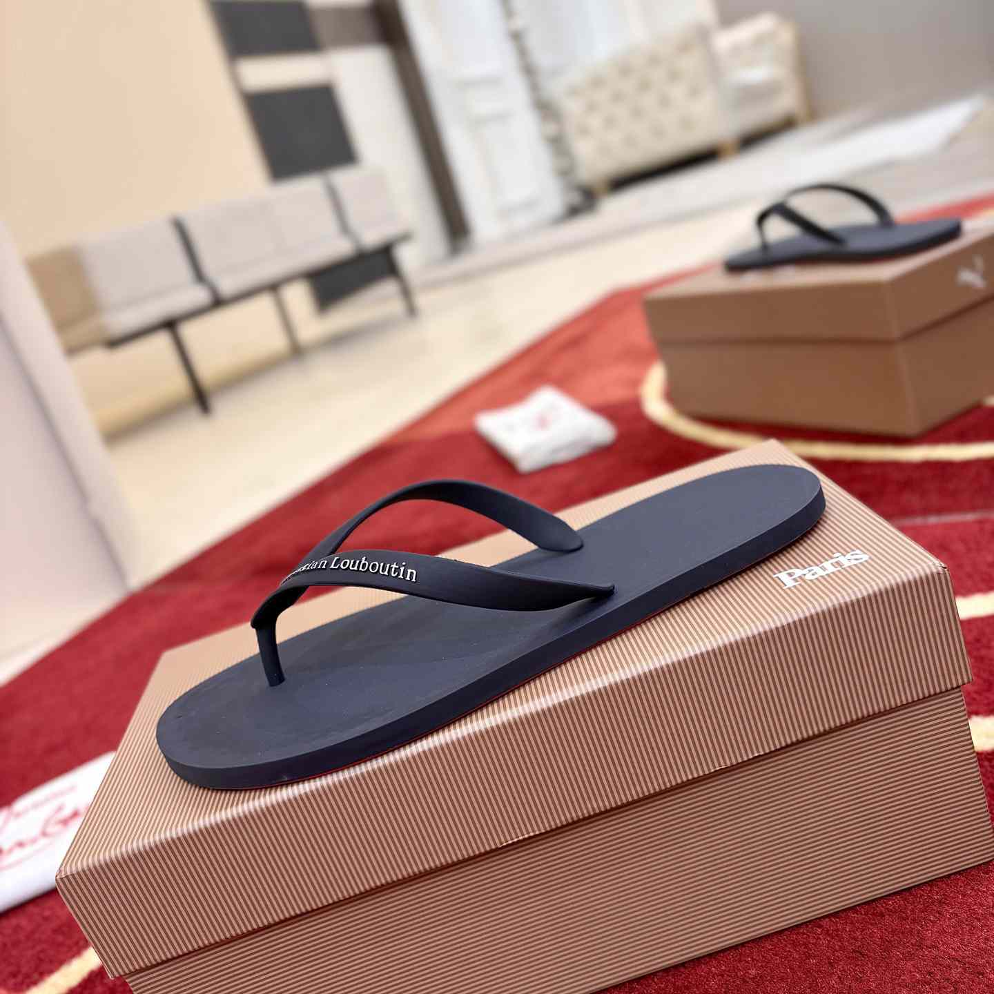 Christian Louboutin Logo Embossed Rubber Flip Flop - DesignerGu