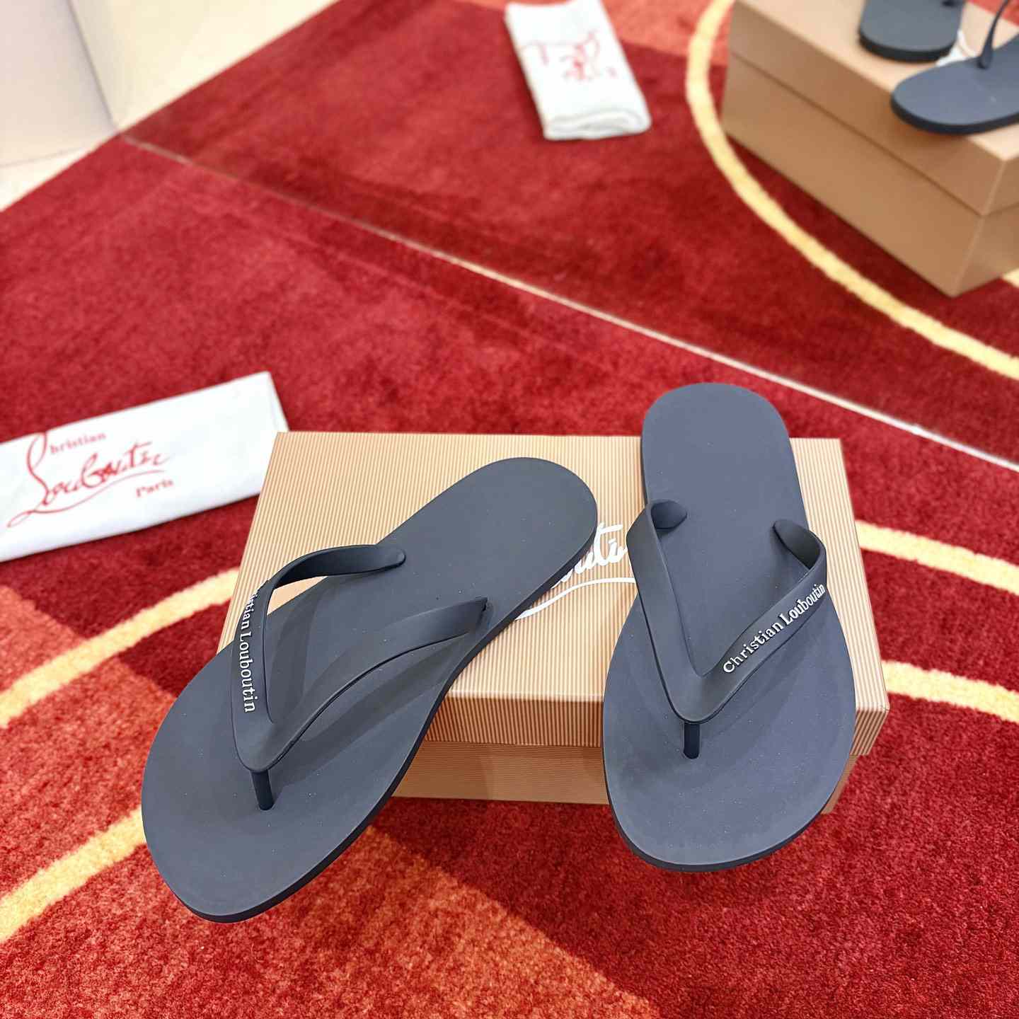 Christian Louboutin Logo Embossed Rubber Flip Flop - DesignerGu