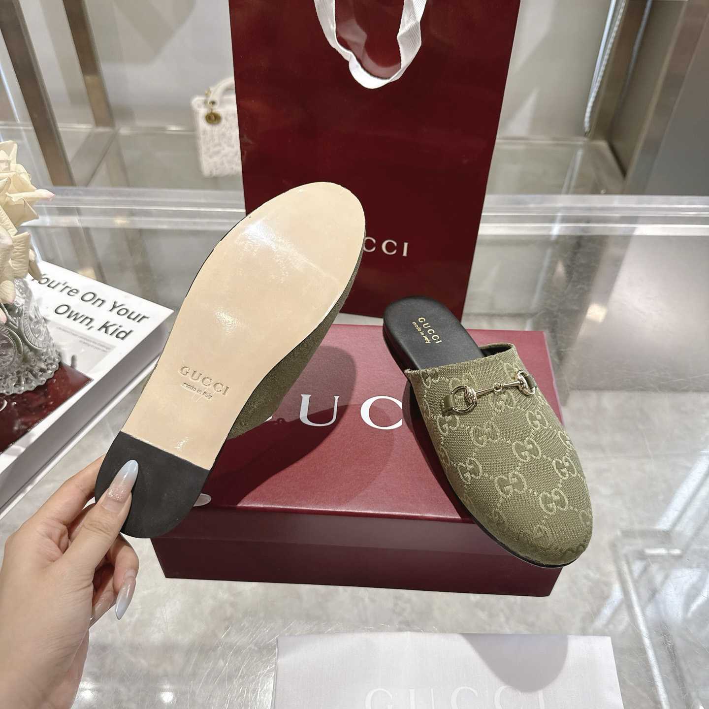 Gucci   Lucy Logo Suede Mule Loafers - DesignerGu