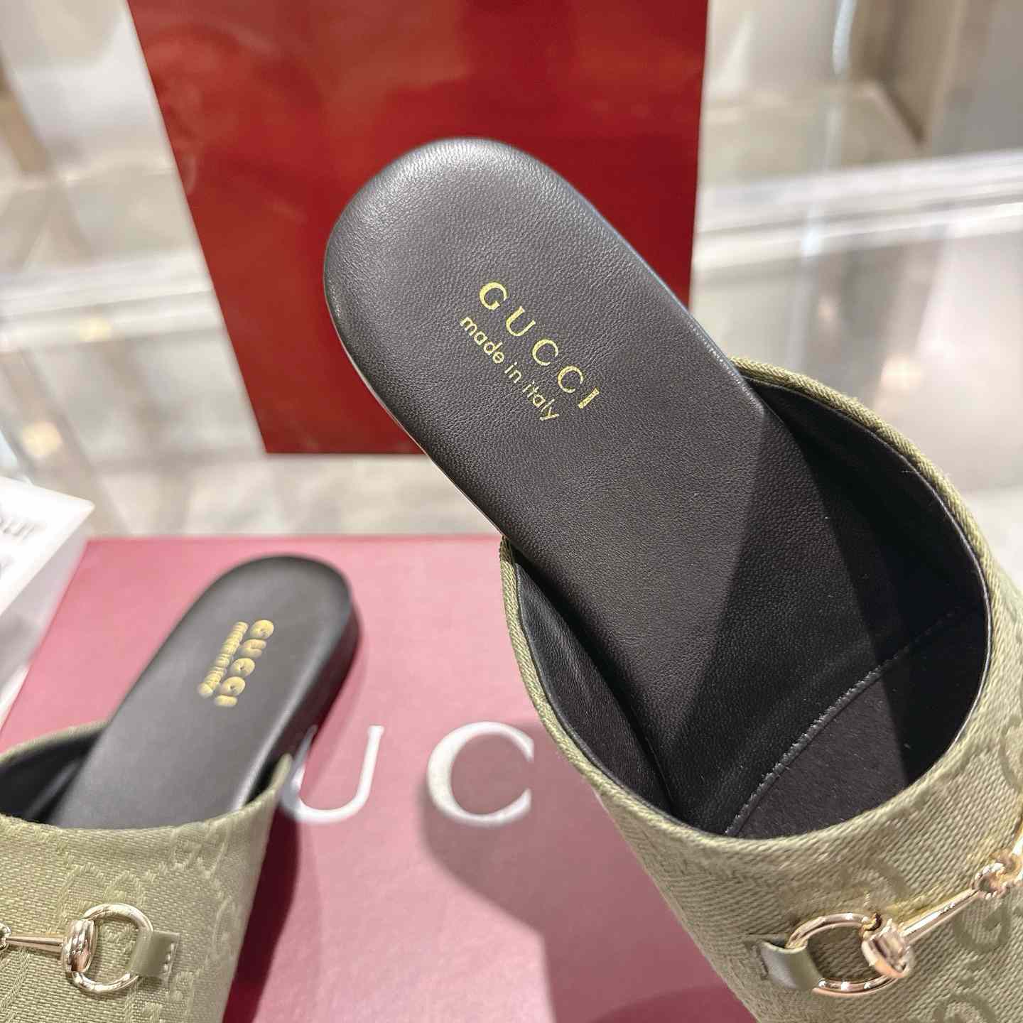 Gucci   Lucy Logo Suede Mule Loafers - DesignerGu