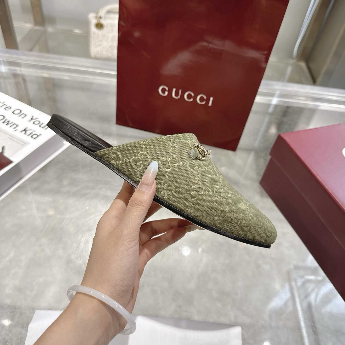 Gucci   Lucy Logo Suede Mule Loafers - DesignerGu