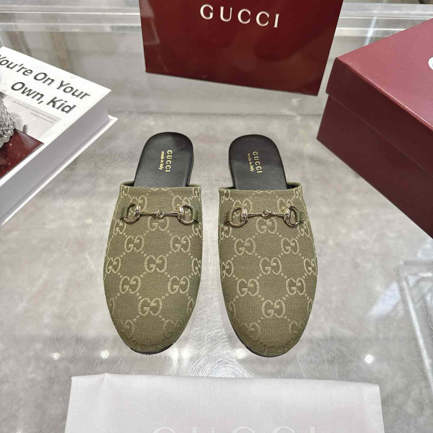 Gucci   Lucy Logo Suede Mule Loafers - DesignerGu