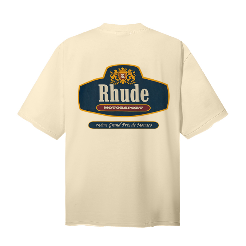 Rhude Racing Crest Tee  'White' - DesignerGu