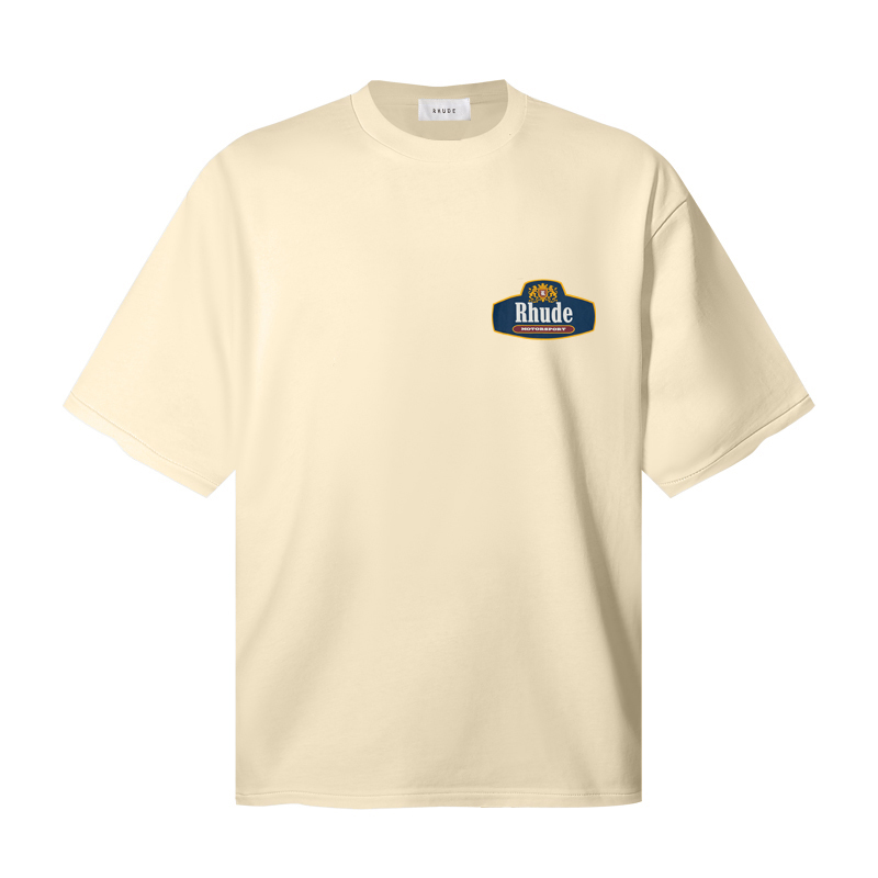 Rhude Racing Crest Tee  'White' - DesignerGu