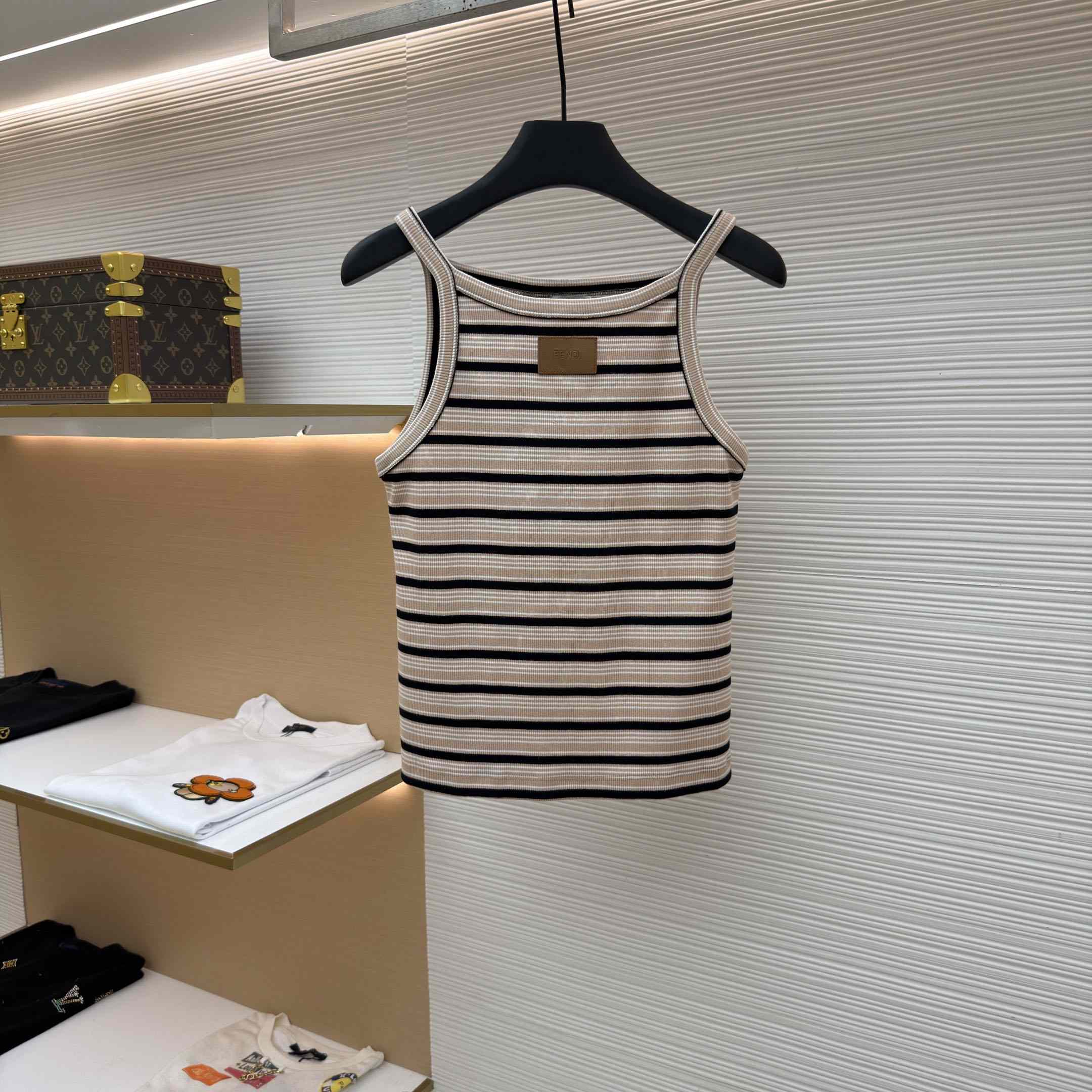 Fendi Multicolour Cotton Striped Knit Top - DesignerGu